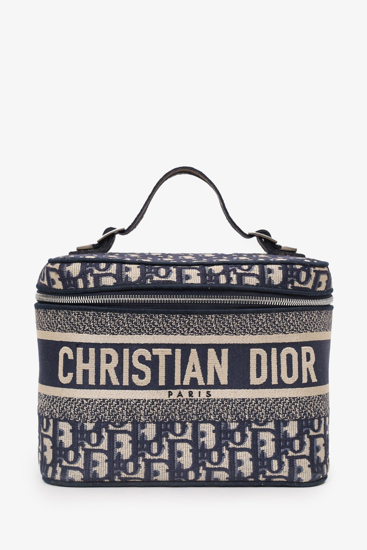 Dior Travel Bag Christian Oblique Travel Vanity Case Monogram Navy