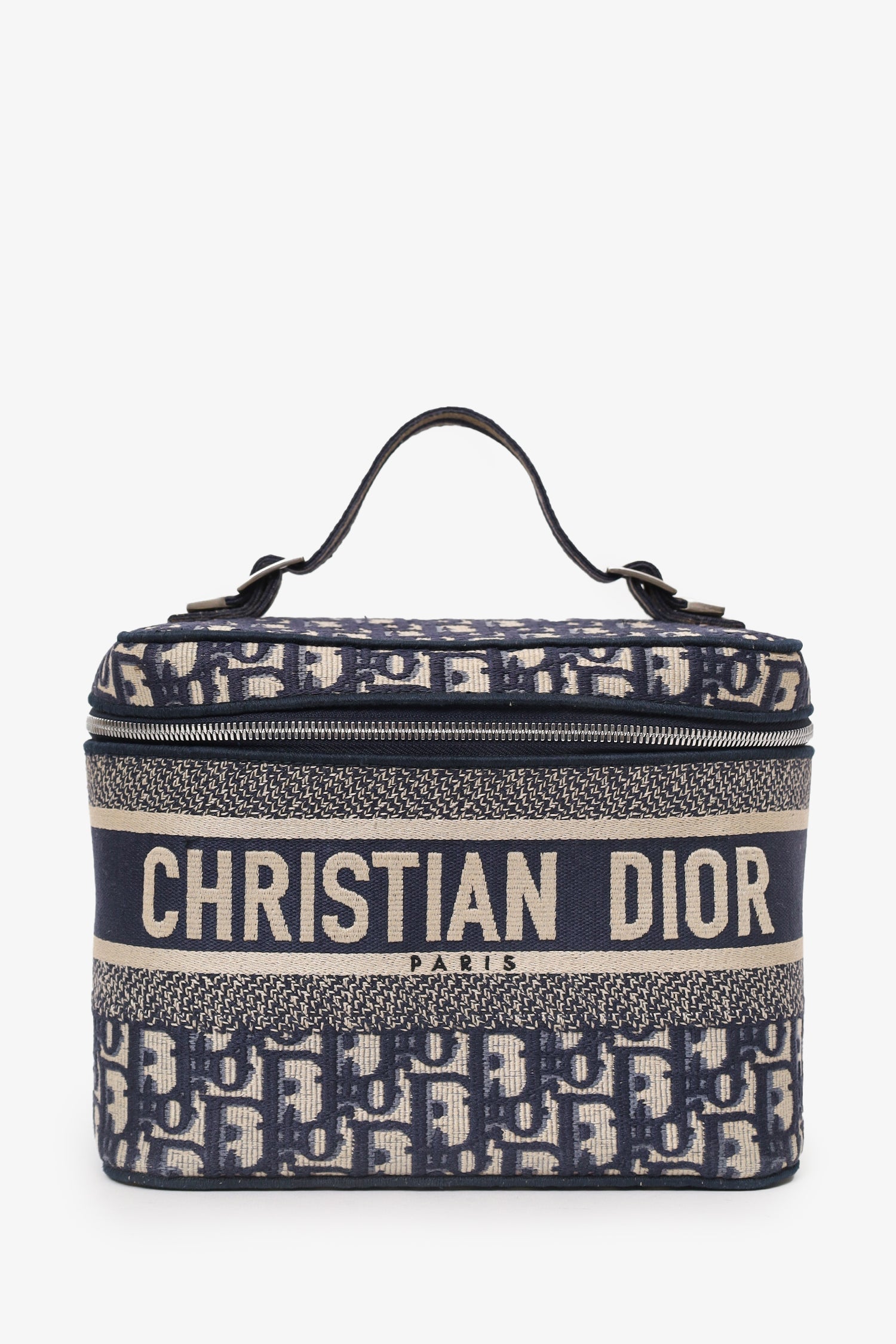 Dior Travel Bag Christian Oblique Travel Vanity Case Monogram Navy