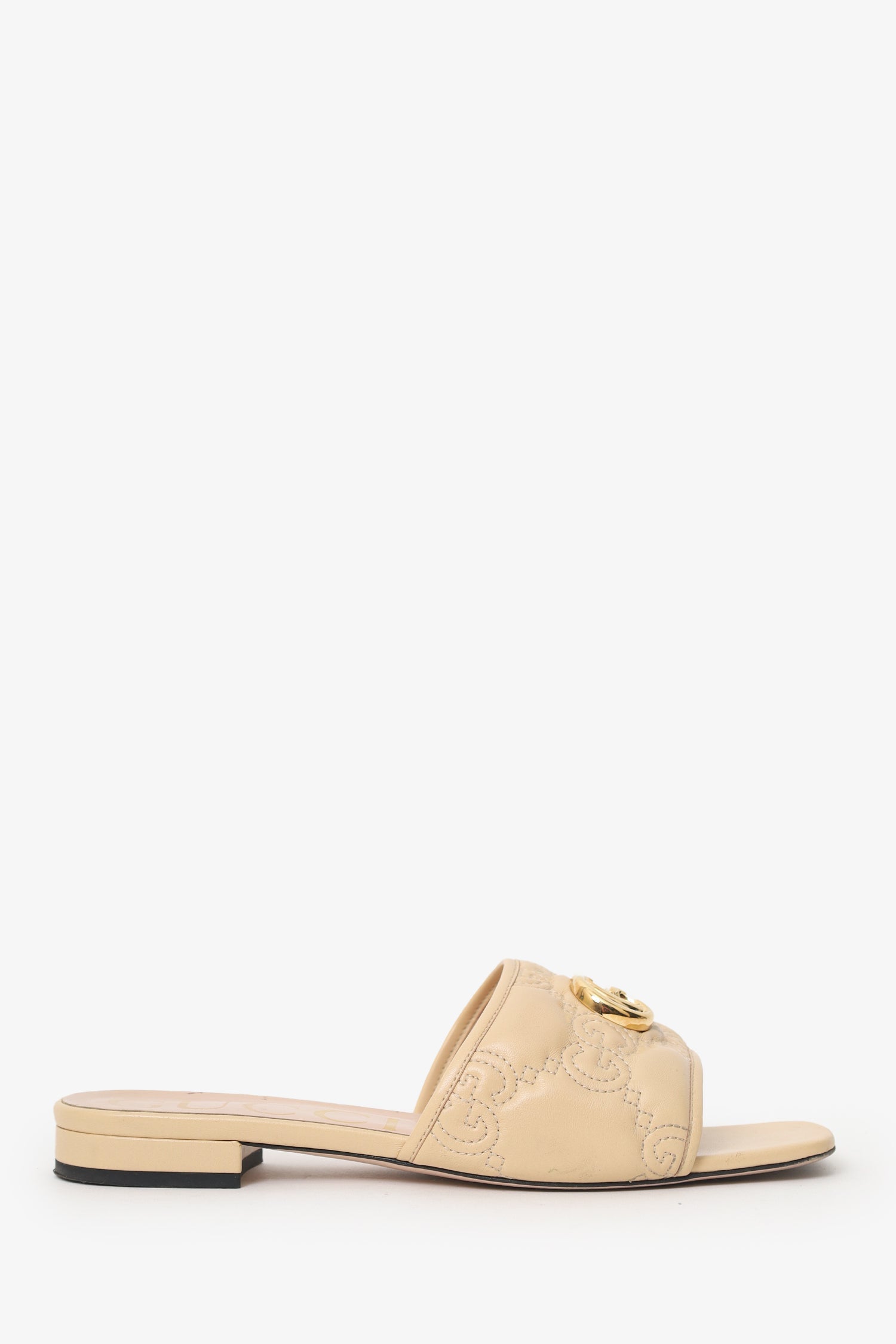 Gucci Beige GG Matelassé Leather Sandals Size 40.5