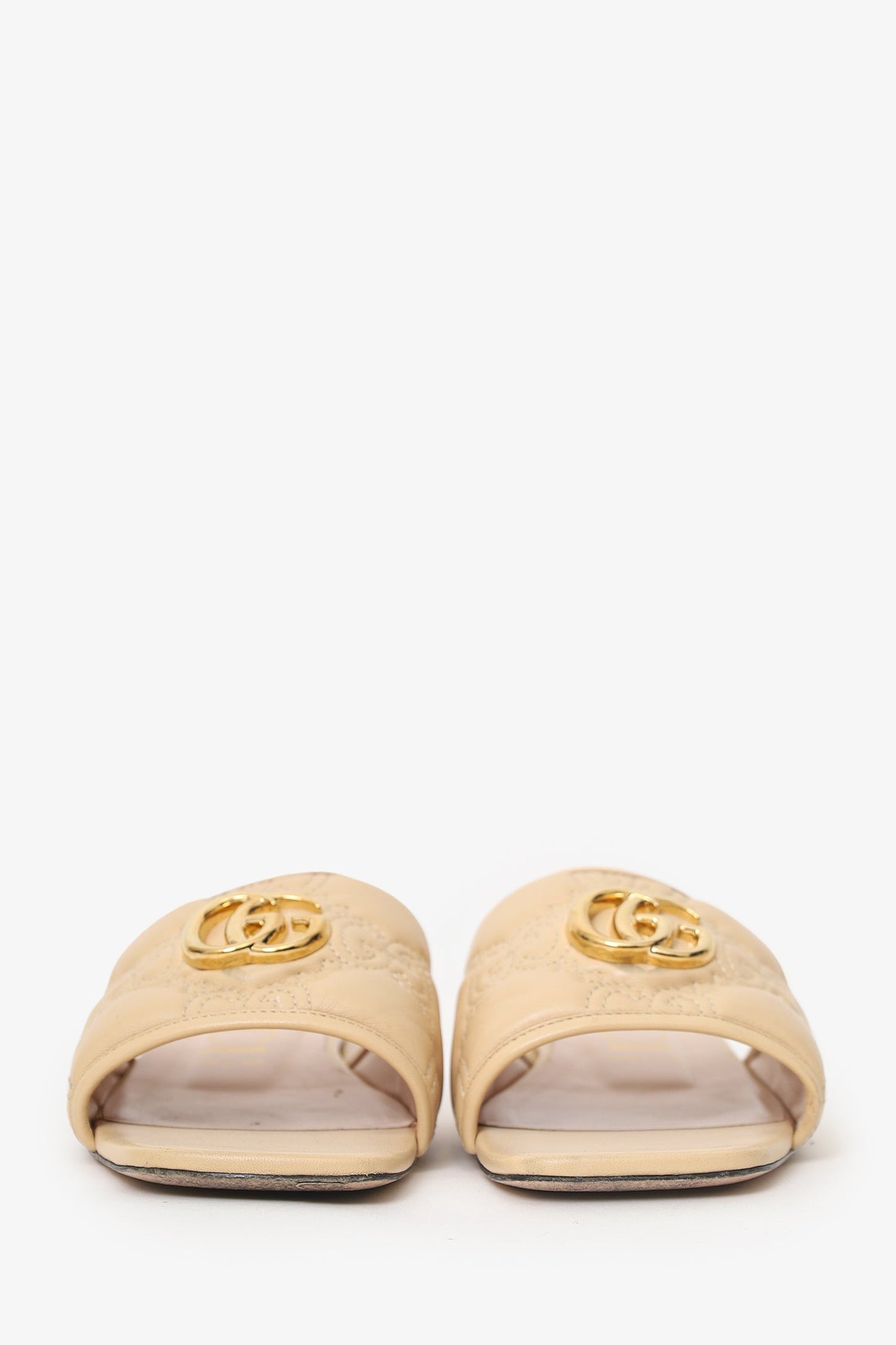 Gucci Beige GG Matelassé Leather Sandals Size 40.5