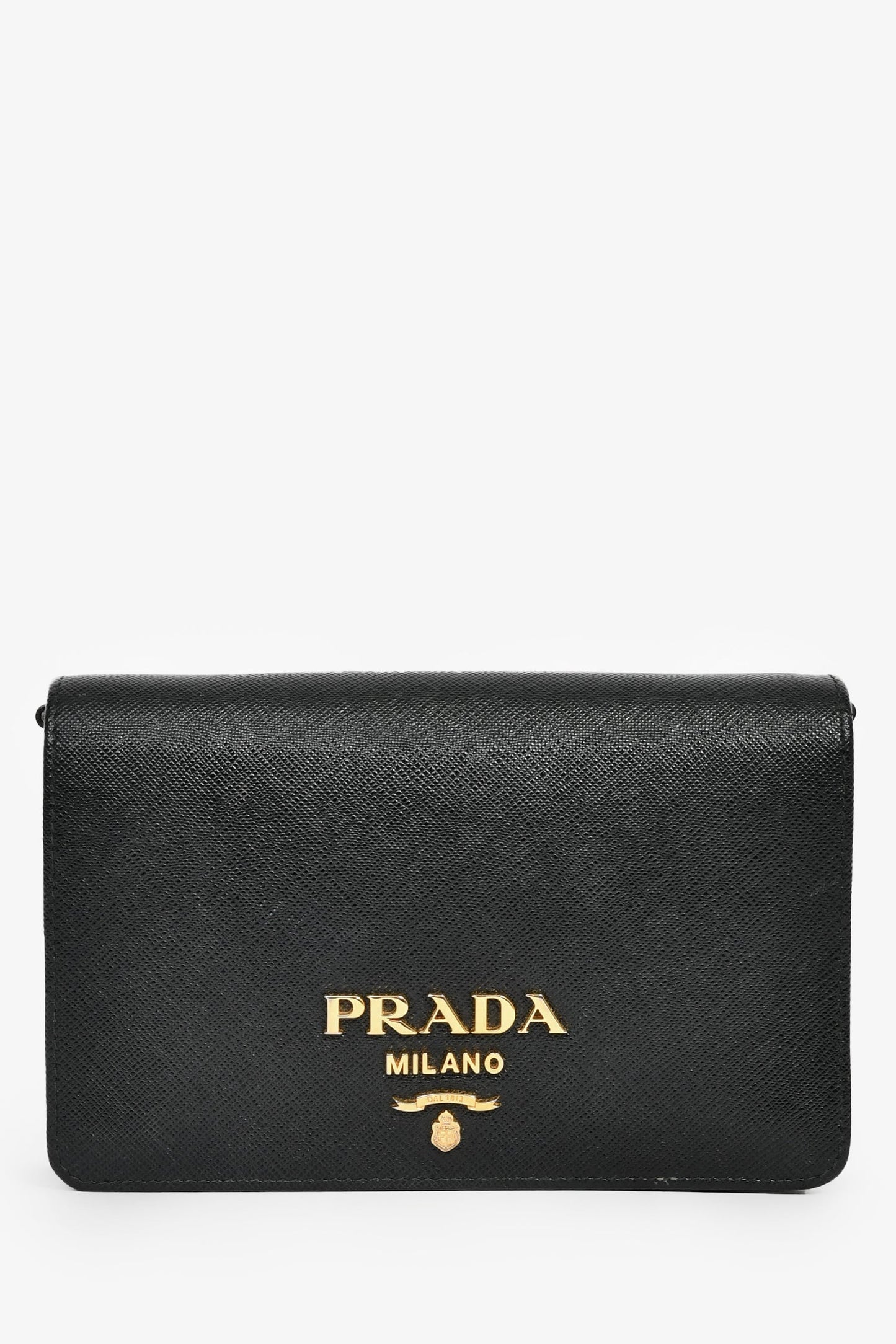 Prada Crossbody Bag Wallet on Leather Saffiano Black