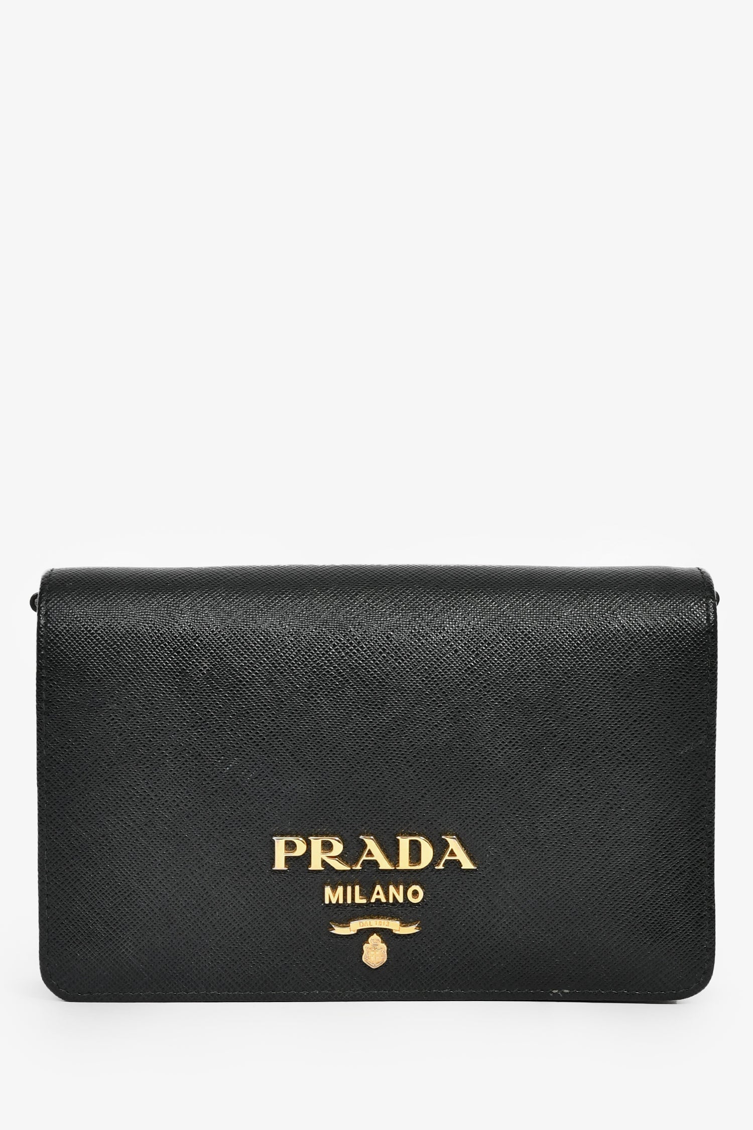 Prada Crossbody Bag Wallet on Leather Saffiano Black