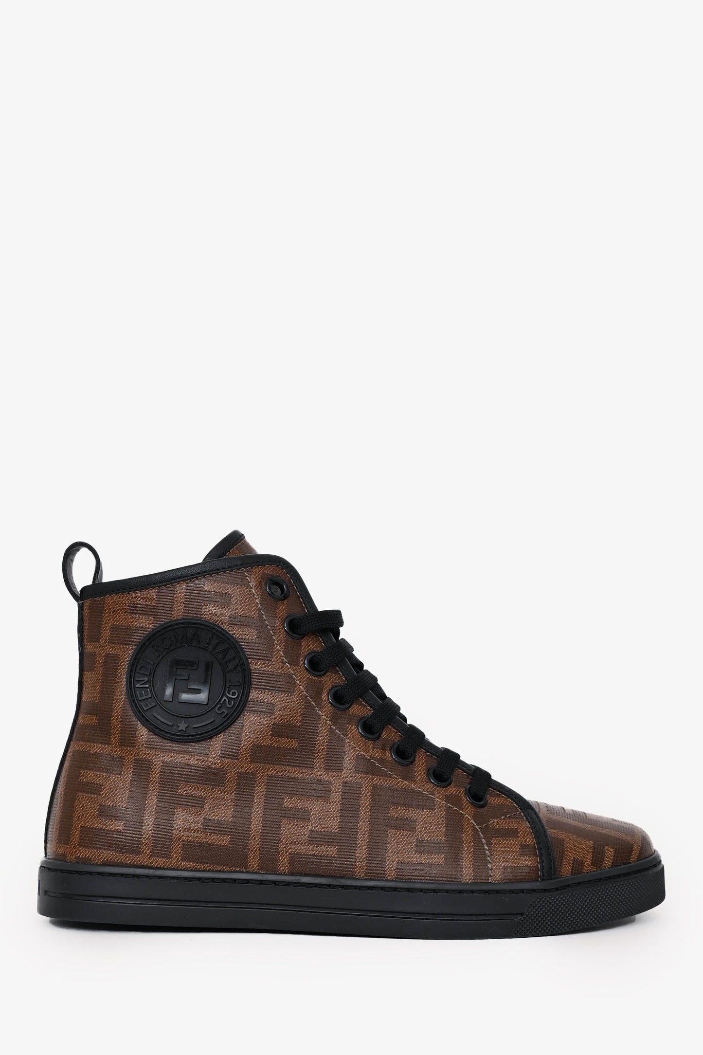 Fendi Handbag Zucca High Top Sneakers Black Brown Shoes