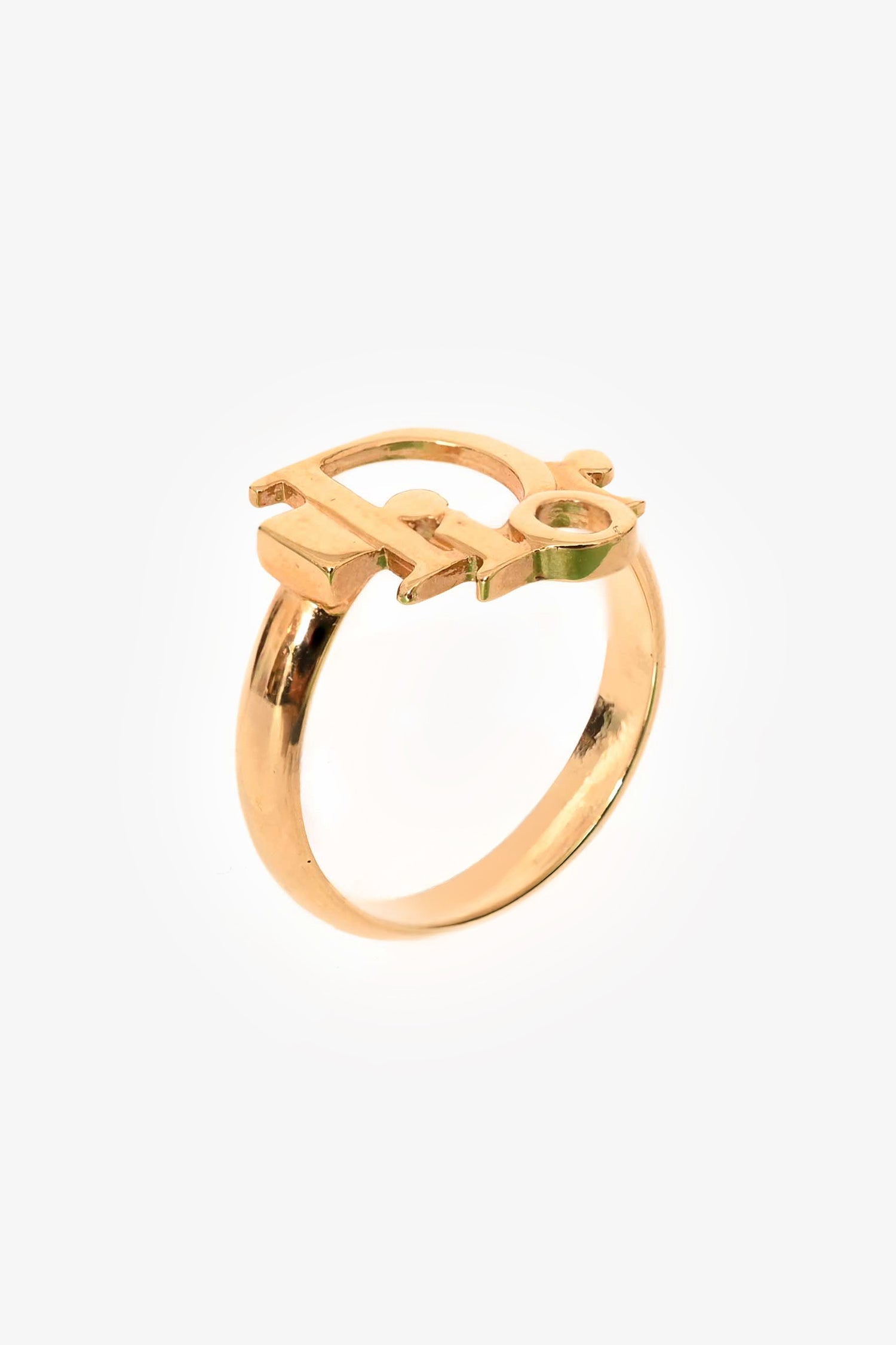 Dior Handbag Christian Tone Ring Metal Gold Logo Jewelry