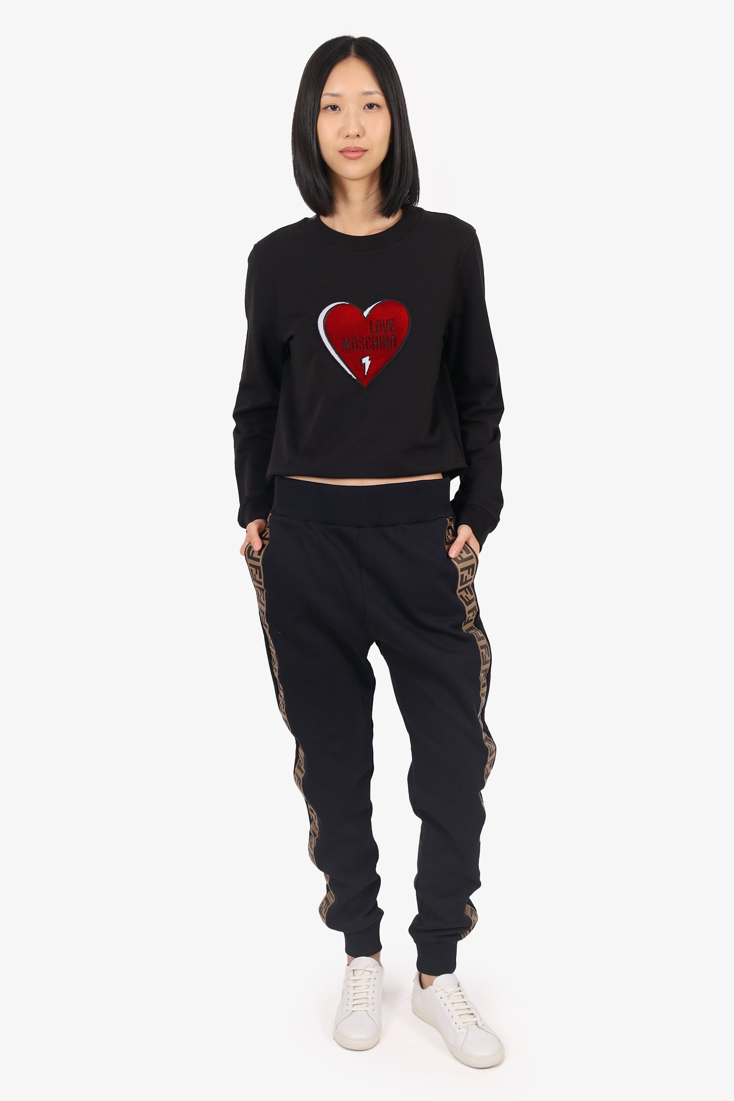 Fendi Handbag Zucca Side Track Pants Black Brown