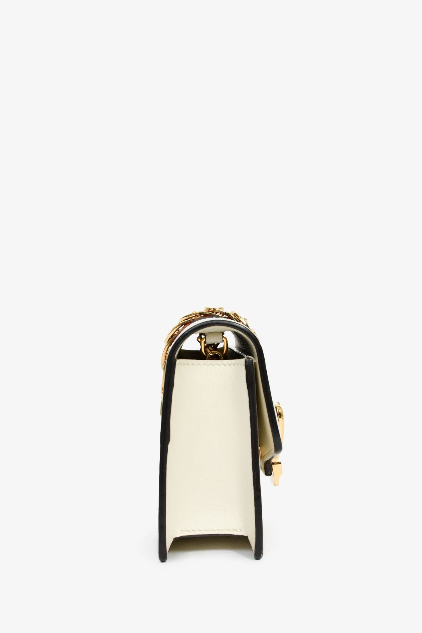 Gucci Cream Leather Web Mini Sylvie Chain Bag