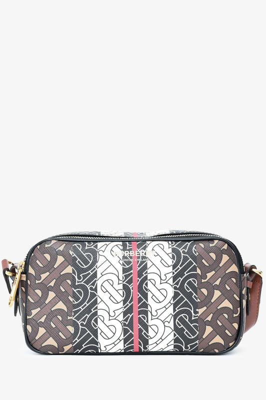 Burberry Tb Camera Crossbody Bag Leather Monogram Brown