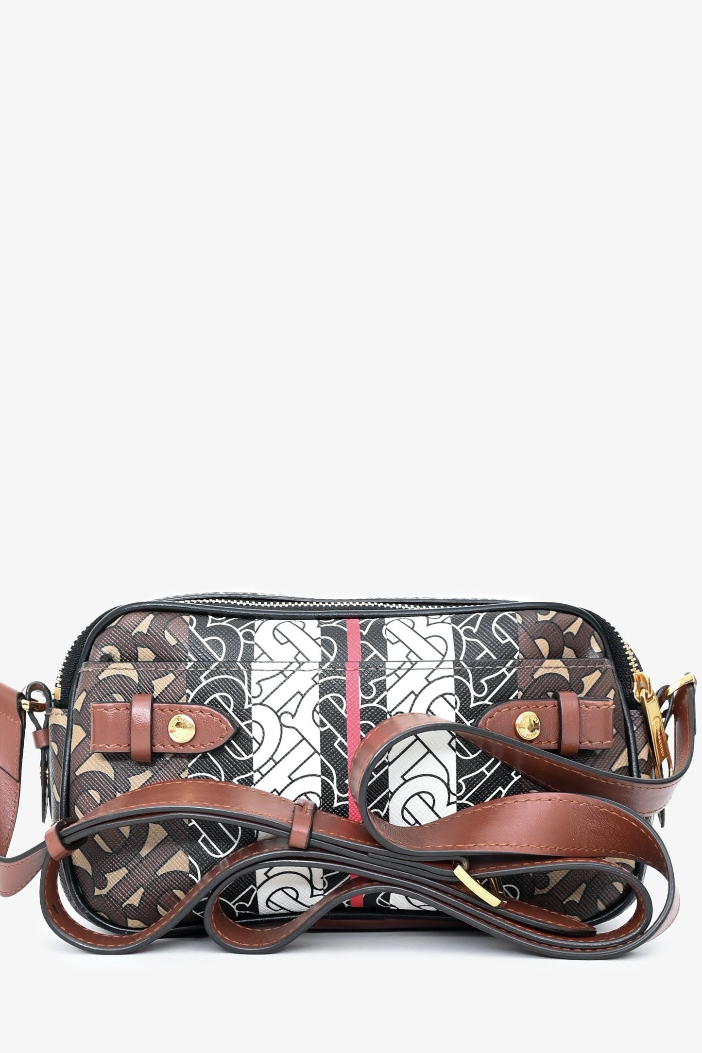 Burberry Tb Camera Crossbody Bag Leather Monogram Brown
