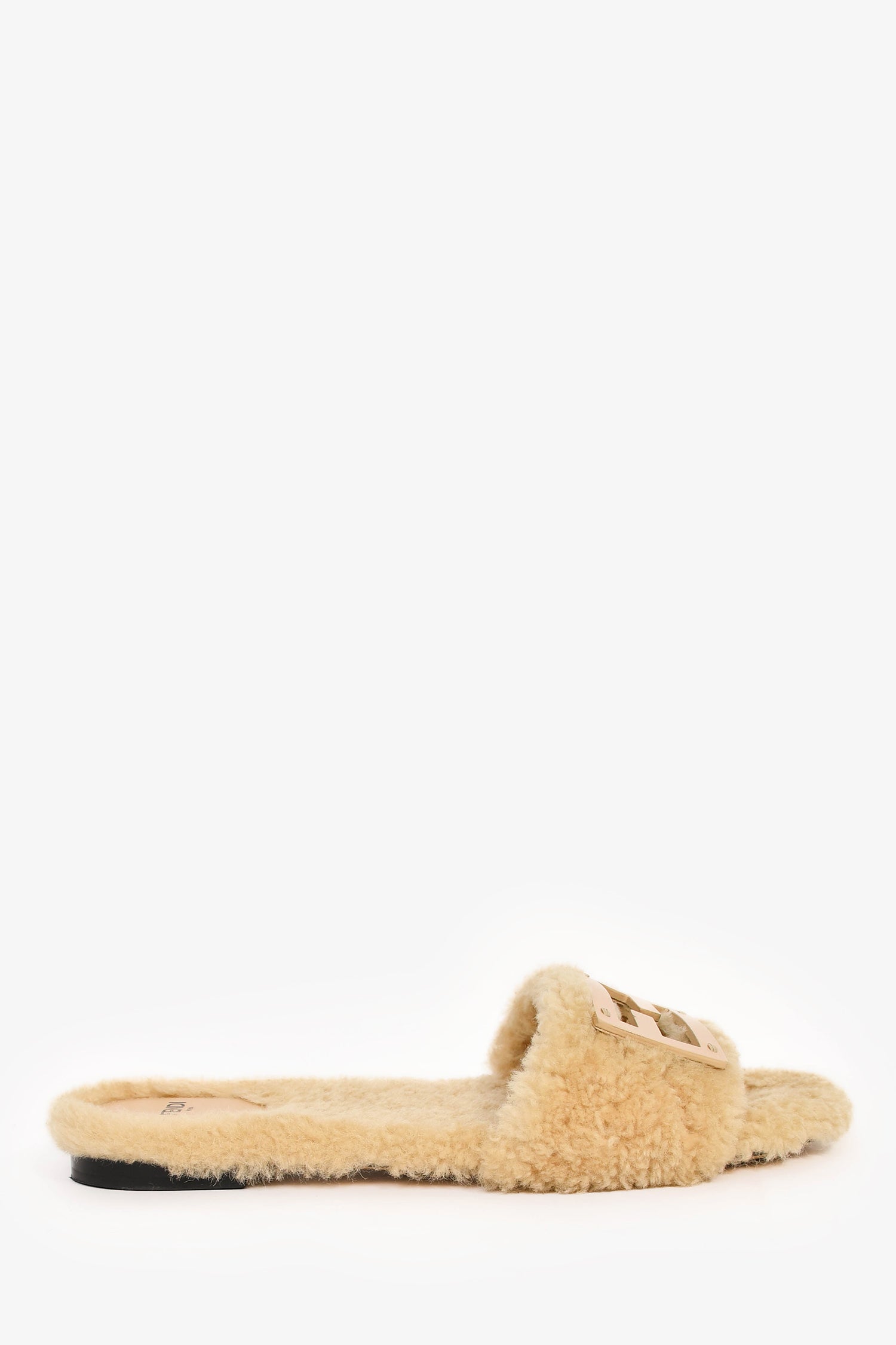 Fendi Handbag Shearling Slides Cream Shoes