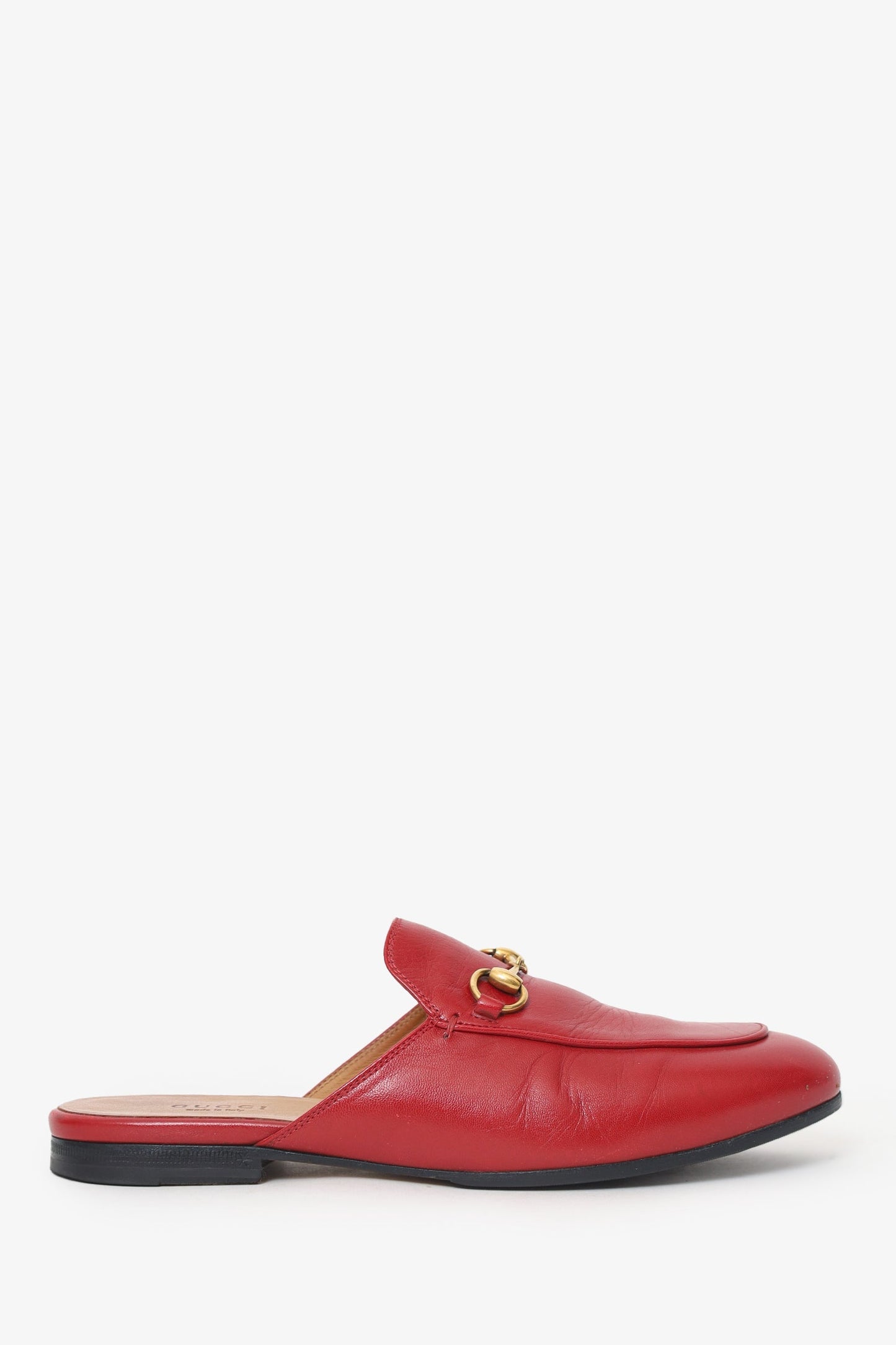 Gucci Red Leather Horsebit Princetown Slip-on Loafer Size 37.5
