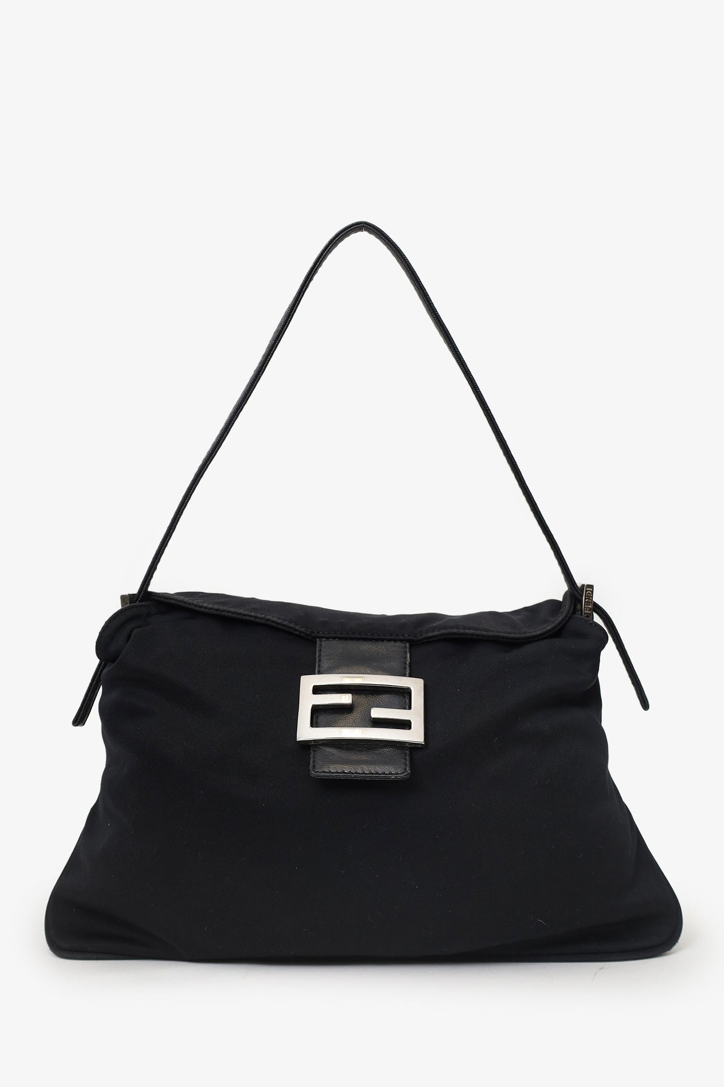 Fendi Shoulder Bag Mama Double Baguette Nylon Black Flap
