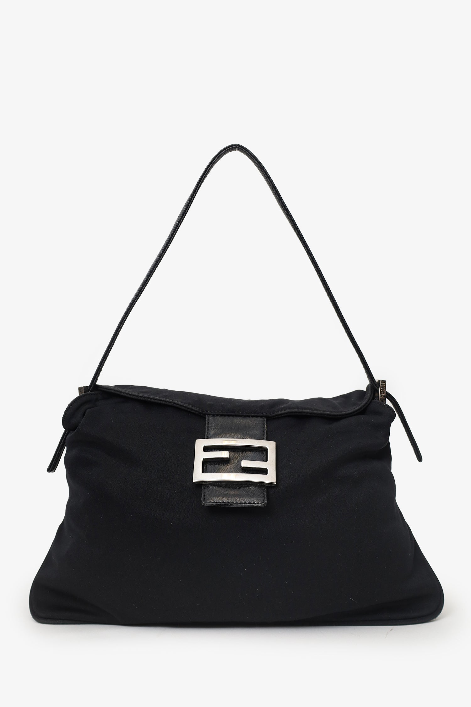 Fendi Shoulder Bag Mama Double Baguette Nylon Black Flap