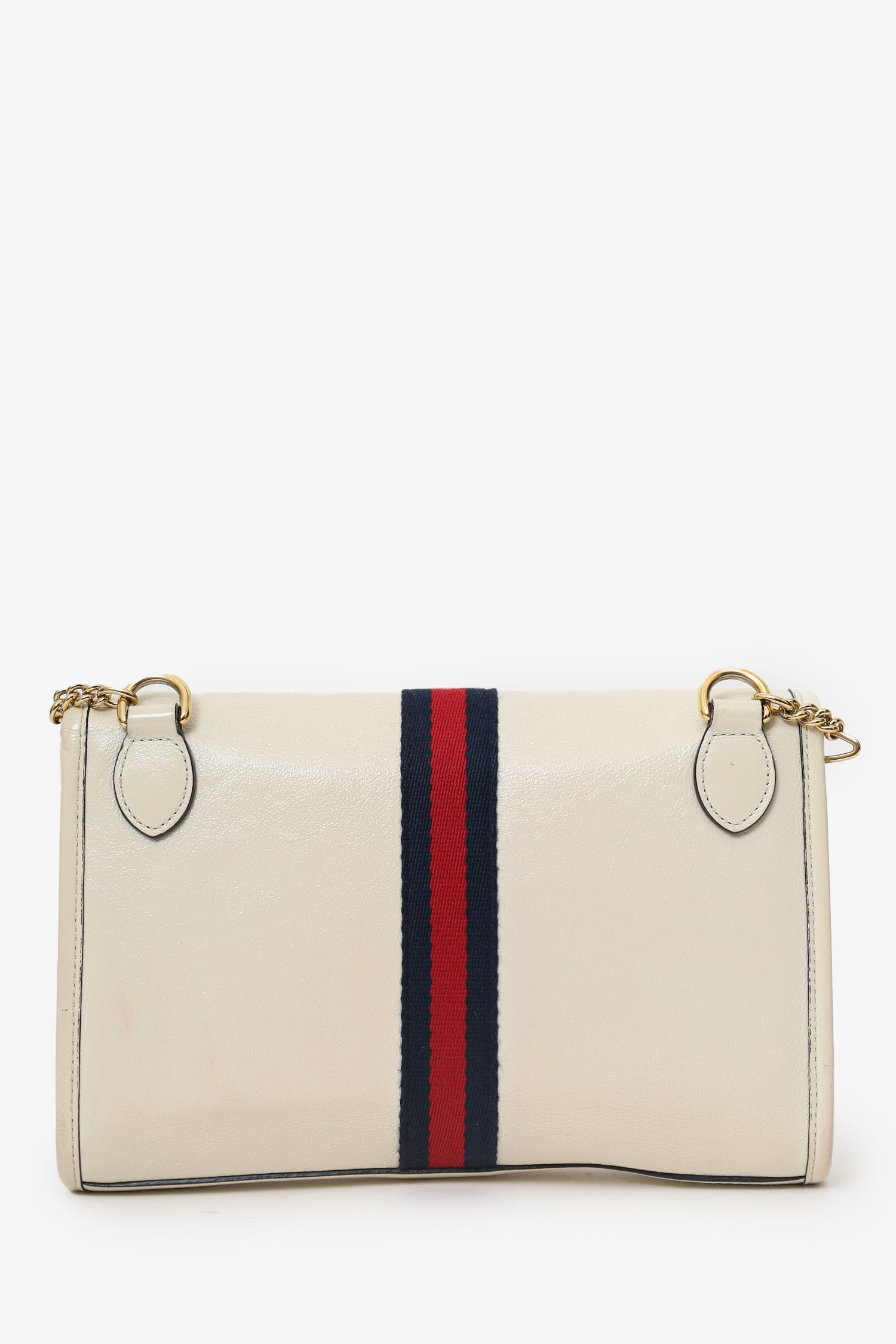 Gucci White Leather Small Sylvie Web Rajah Chain Bag With Extra Robe Strap