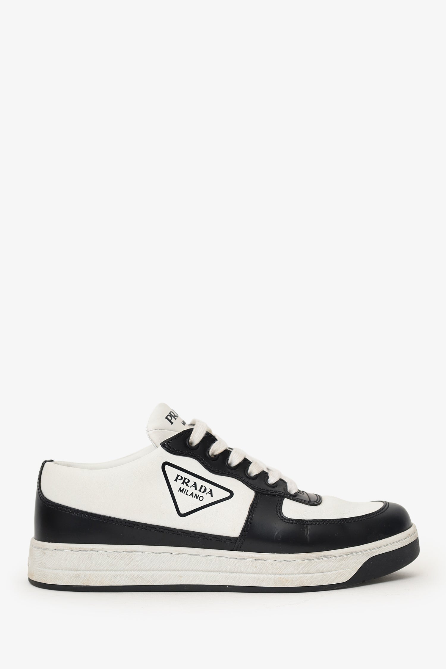 Prada Handbag Sneakers Leather Black White Shoes