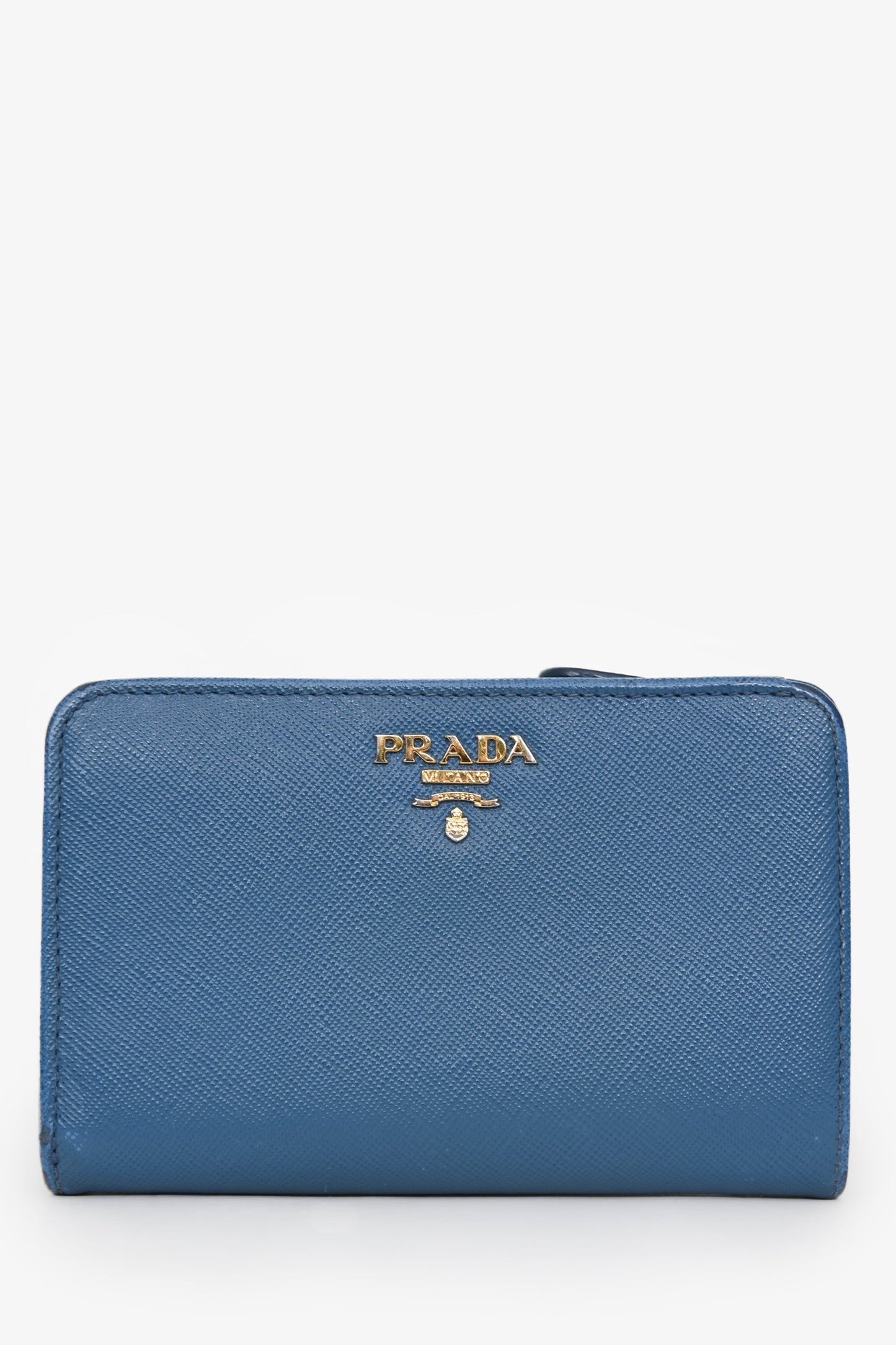 Prada Handbag Wallet Leather Saffiano Blue