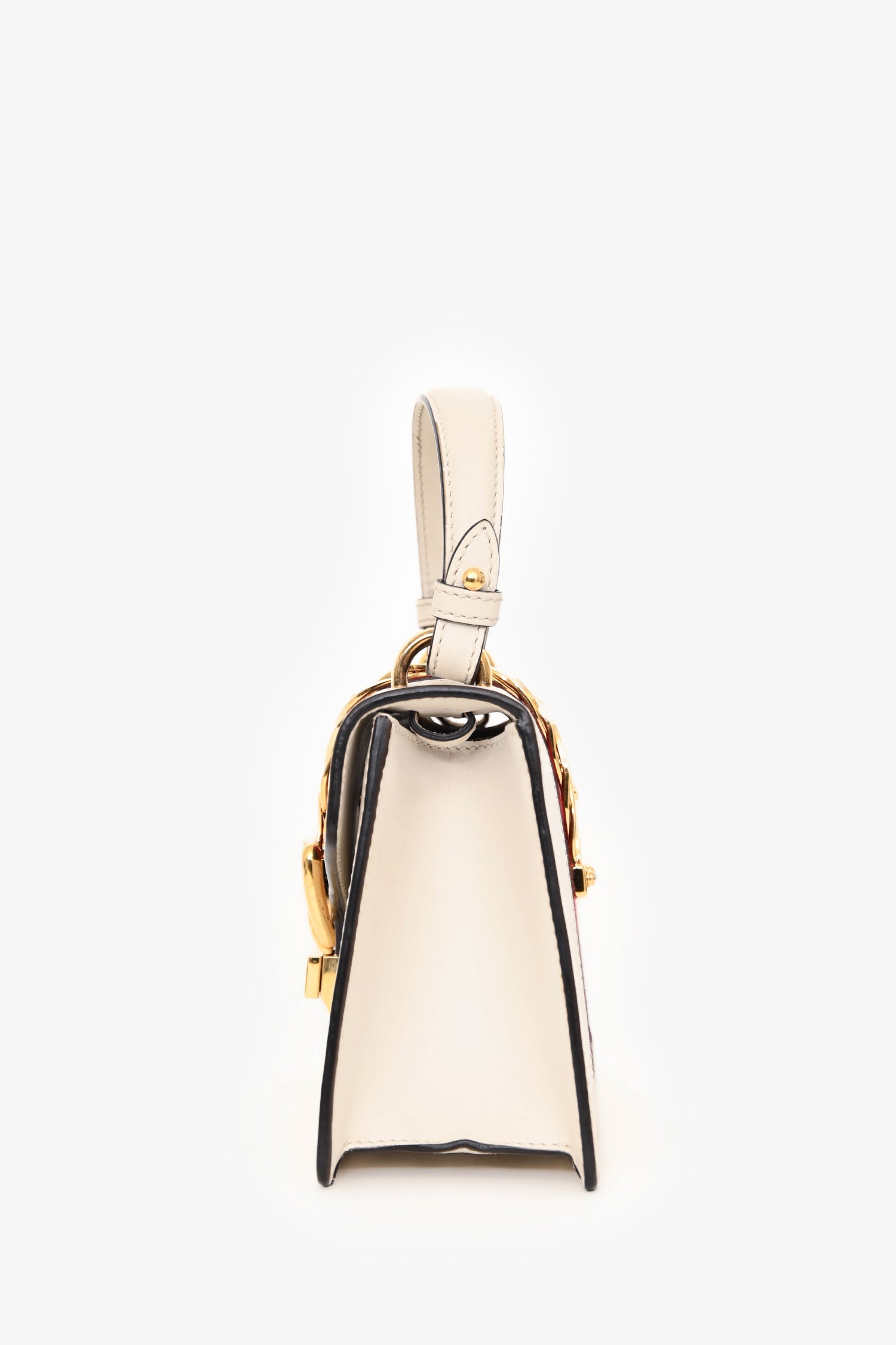 Gucci White Leather Mini Sylvie Top Handle