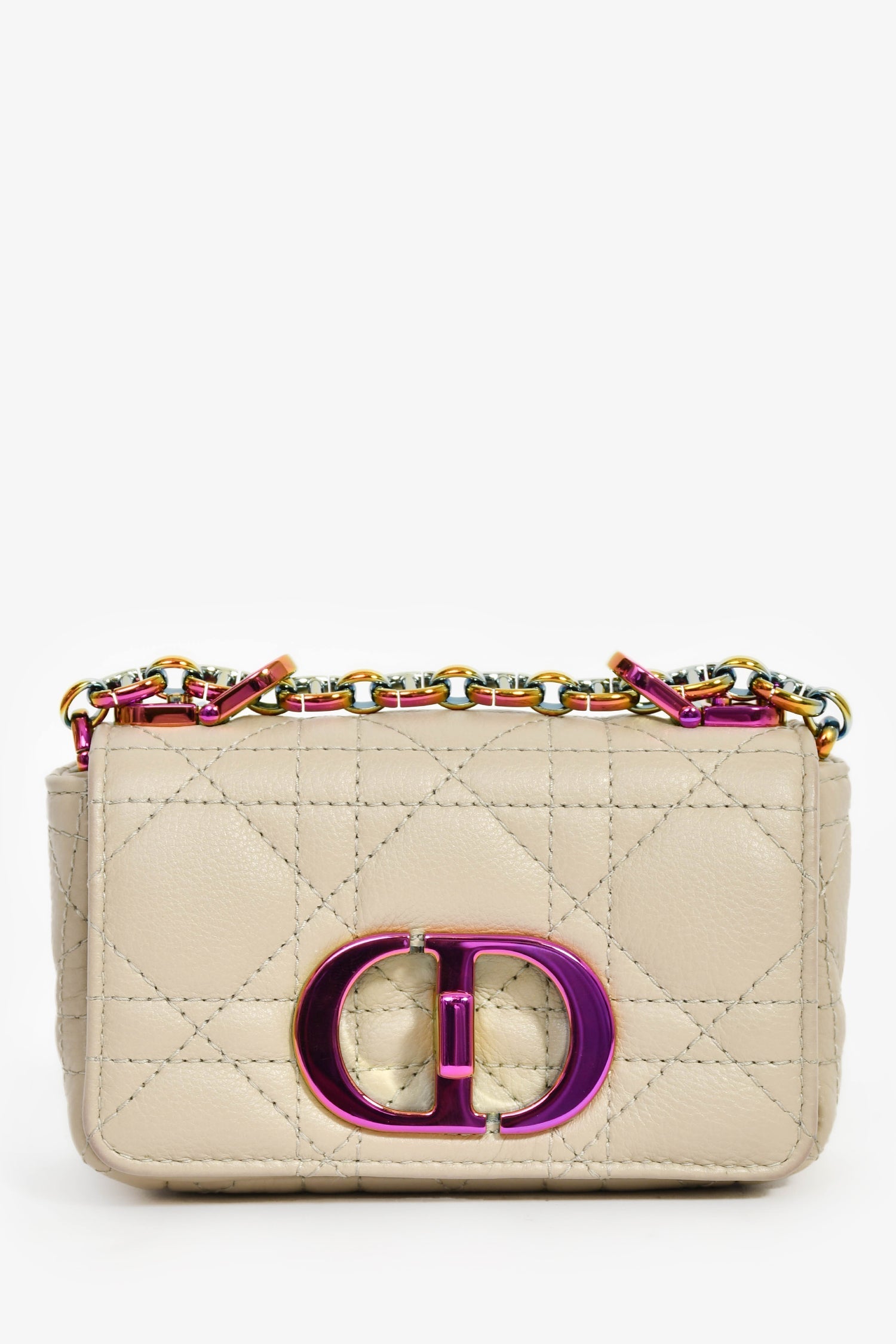 Dior Shoulder Bag Christian Grey Cannage Caro Bag Gray Micro