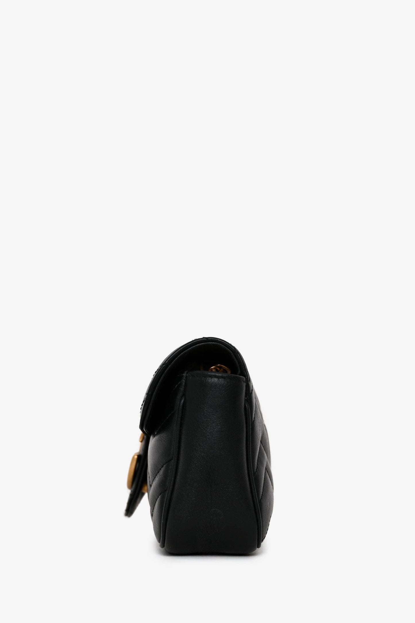 Gucci Black Leather GG Marmont Super Mini Crossbody Bag
