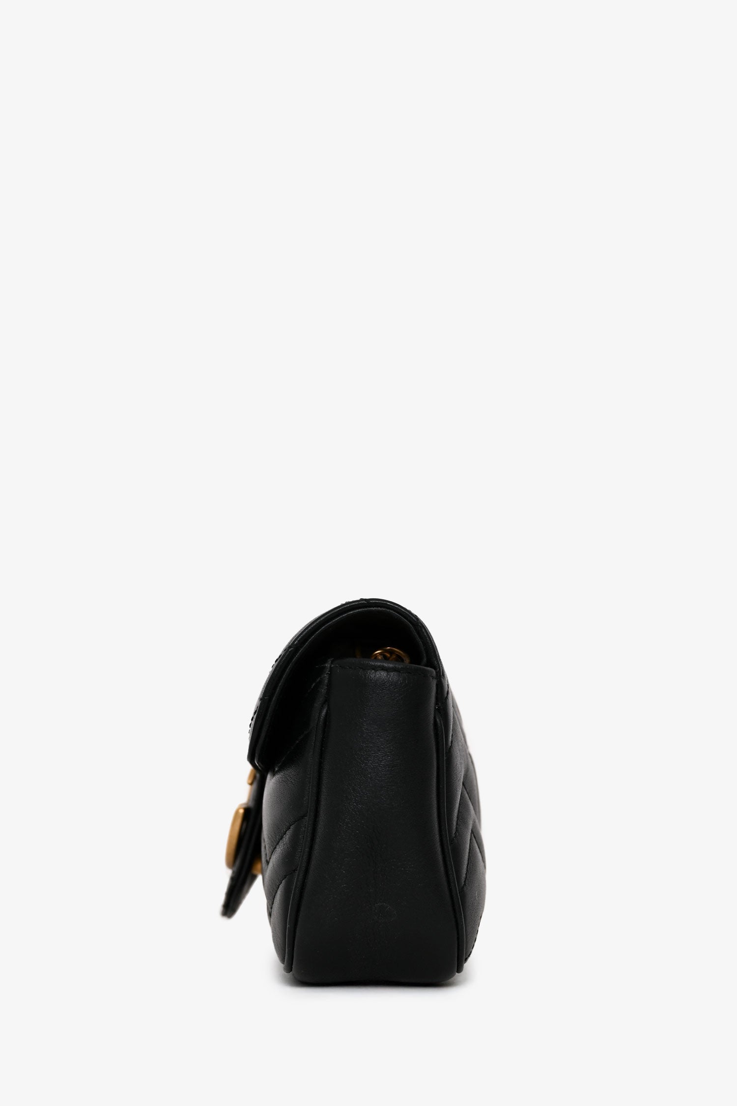 Gucci Black Leather GG Marmont Super Mini Crossbody Bag
