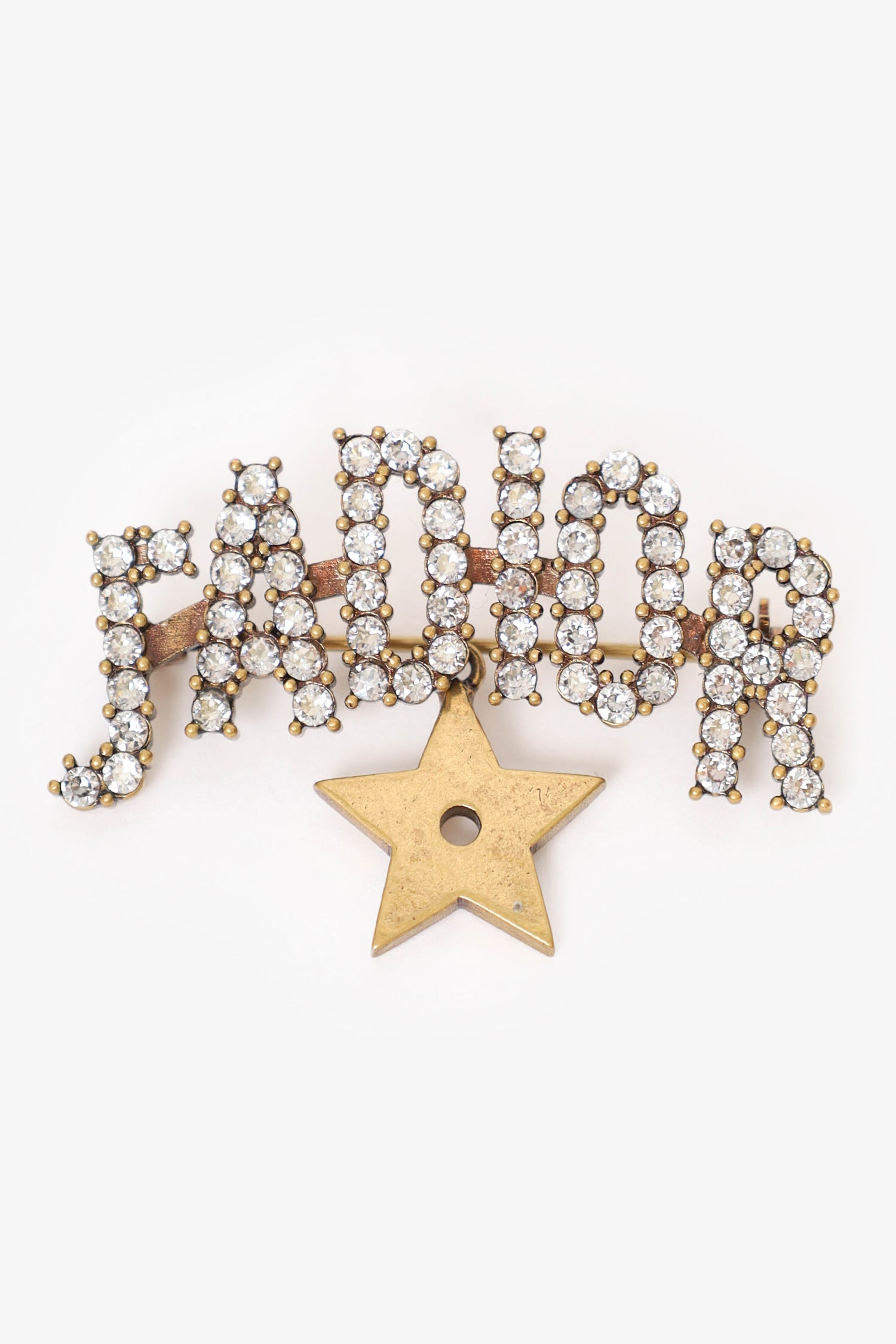 Dior Handbag Christian -Tone Crystal J'a Brooch Metal Gold
