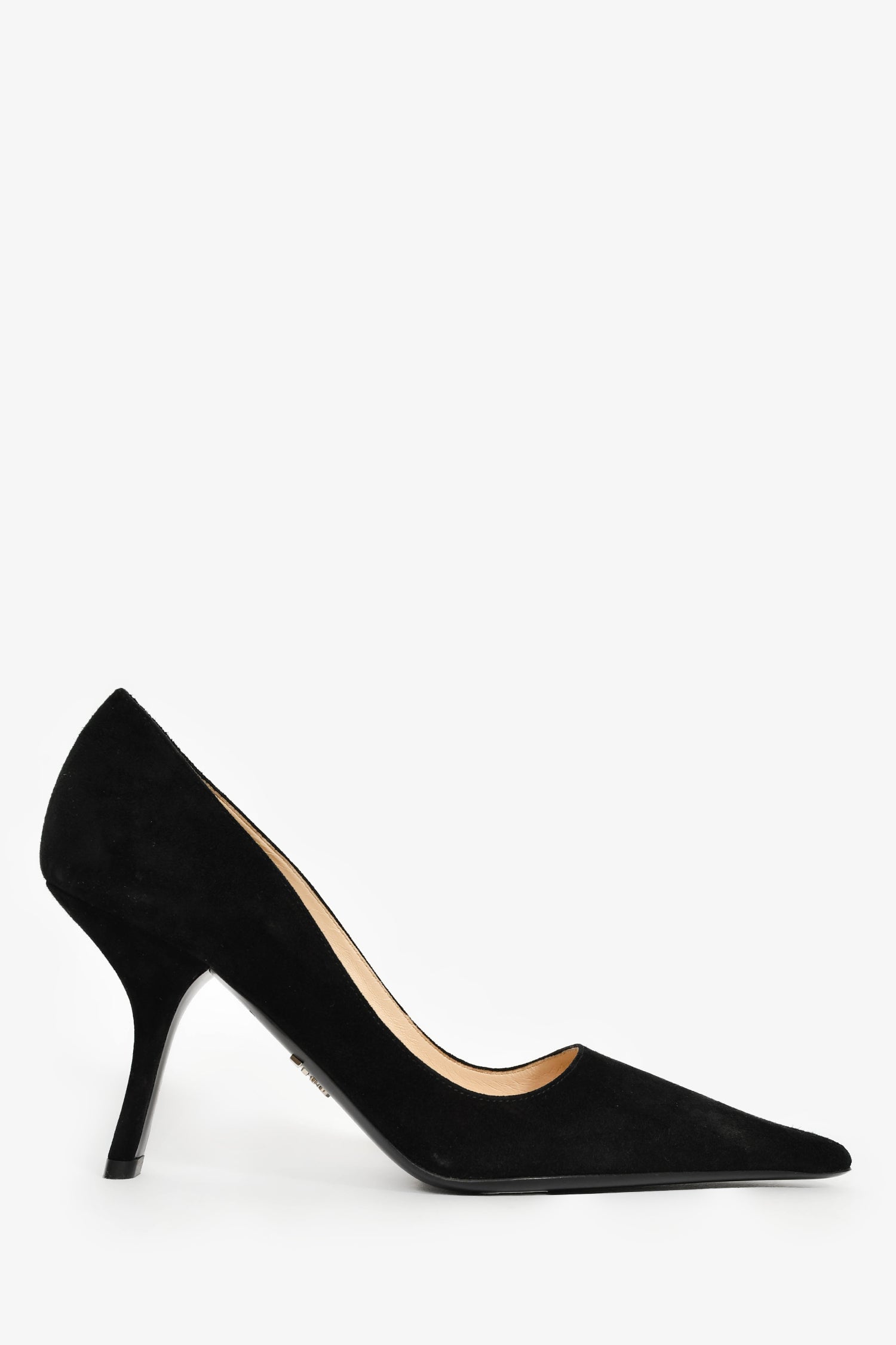 Prada Handbag Pointed Toe Heels Leather Suede Black Shoes