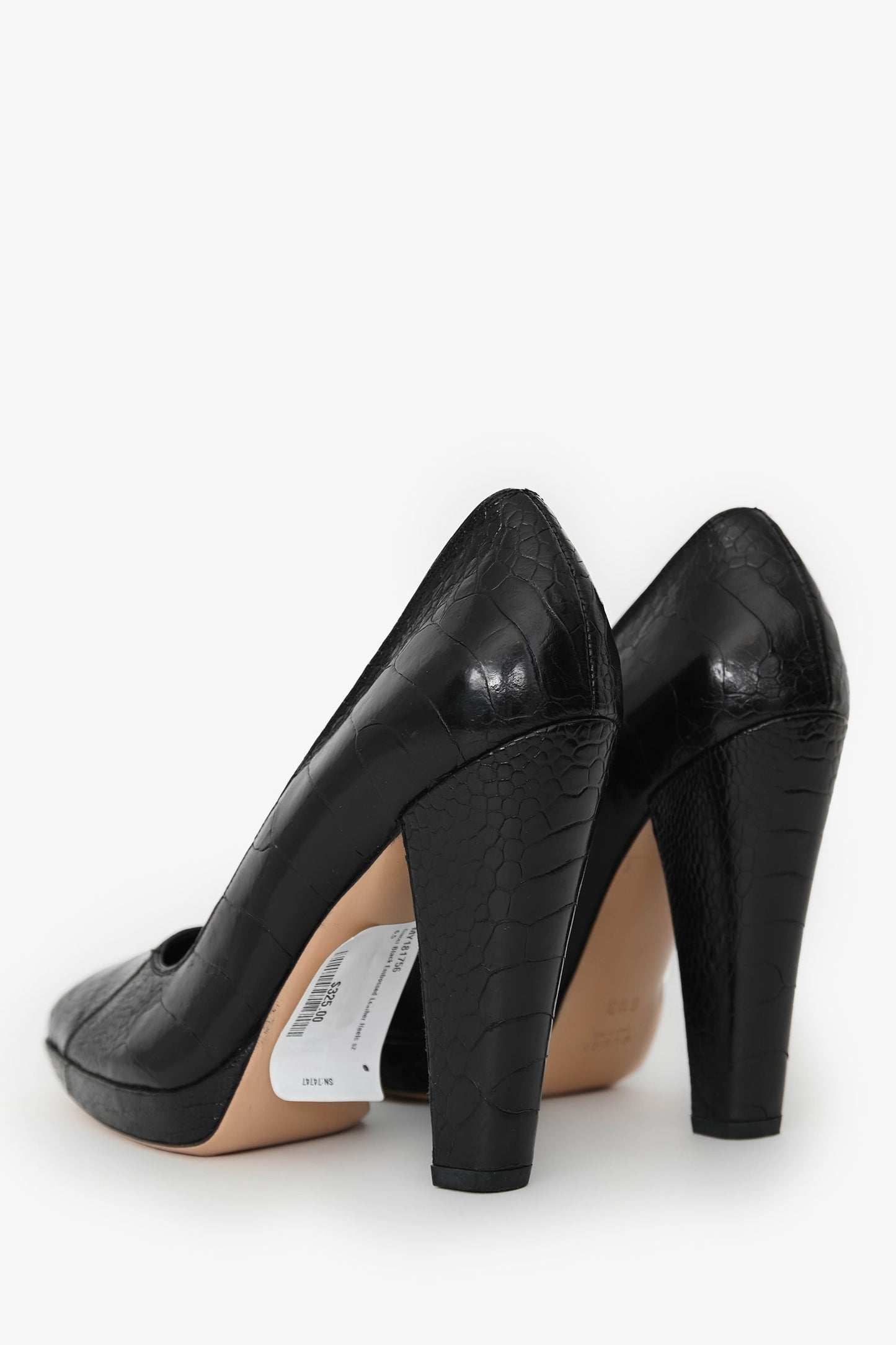 Gucci Black Embossed Leather Heels Size 6.5
