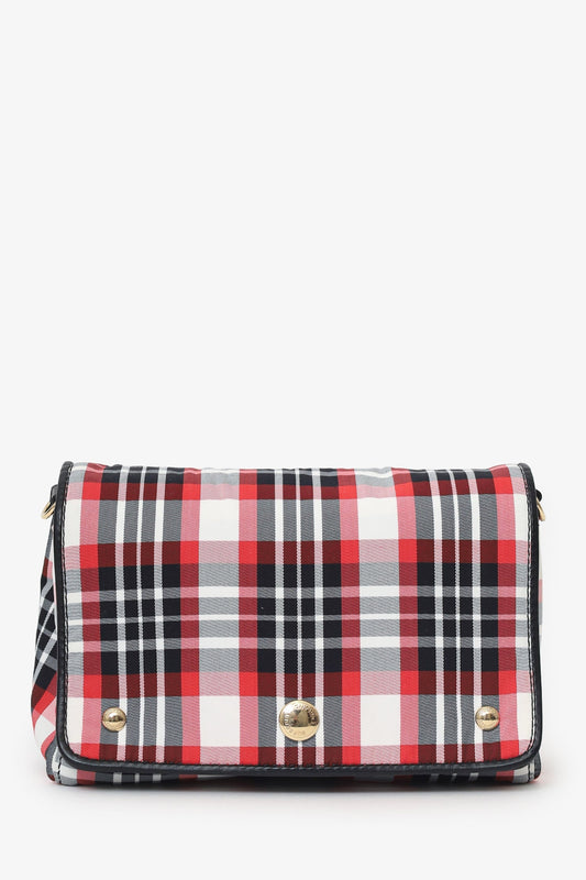 Burberry Hackberry Tartan Crossbody Bag Nylon Red