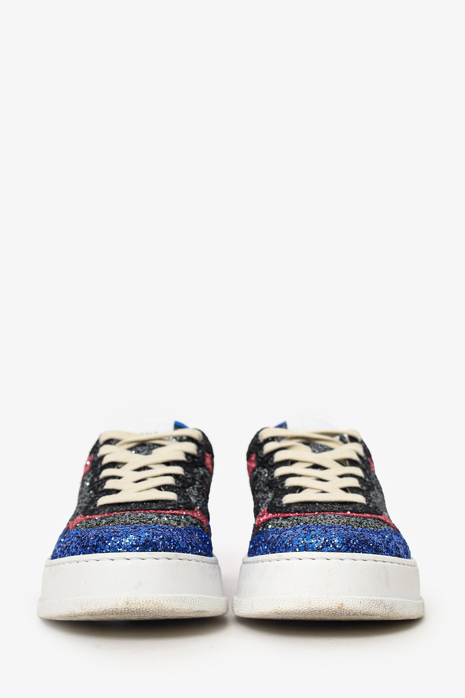 Gucci White/Blue Glittery Low Top Sneakers Size 39.5