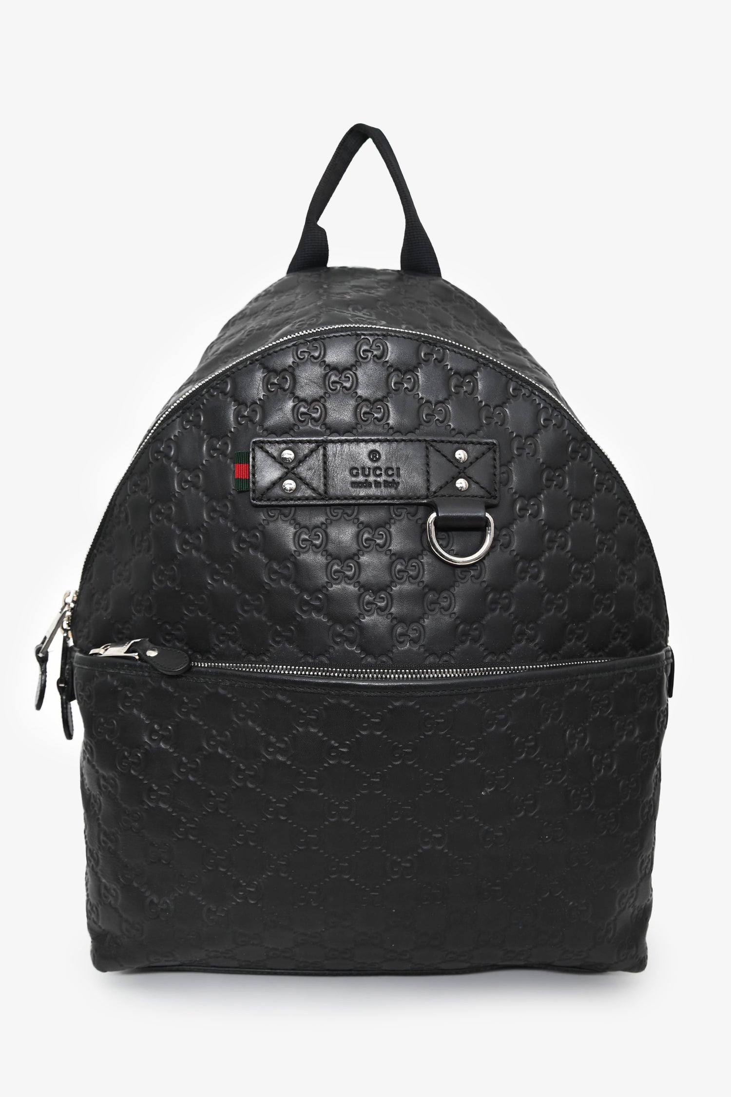 Gucci Black Leather Guccissima GG Signature Backpack