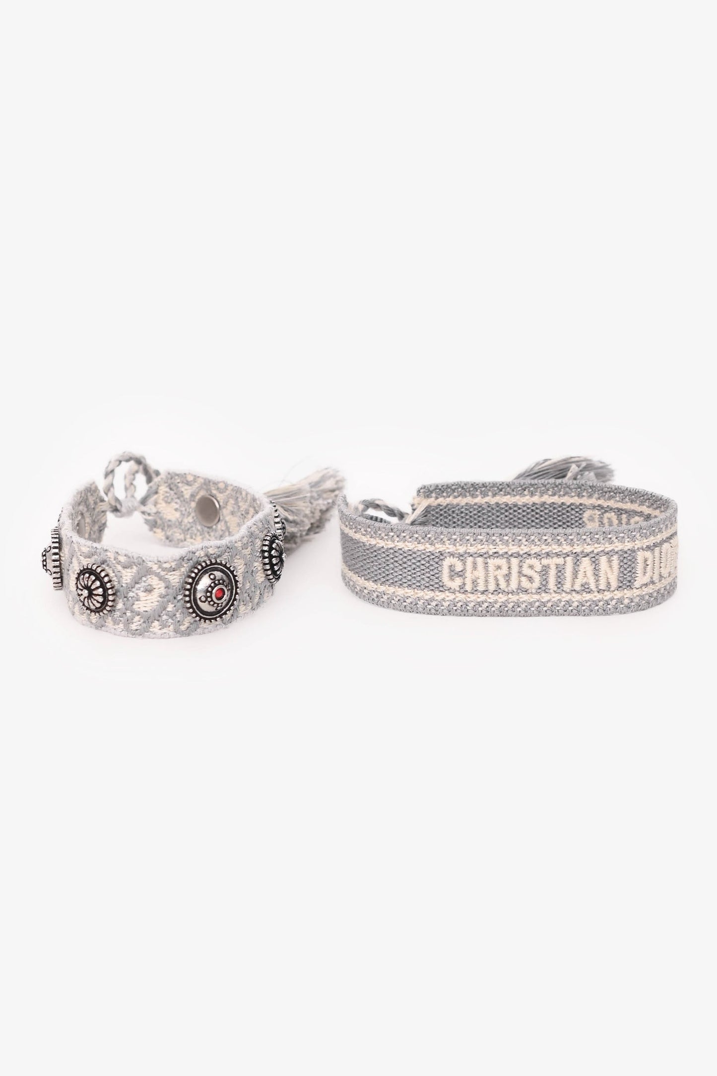 Dior Handbag Christian Grey Friendship Bracelet Duo White Gray Jewelry