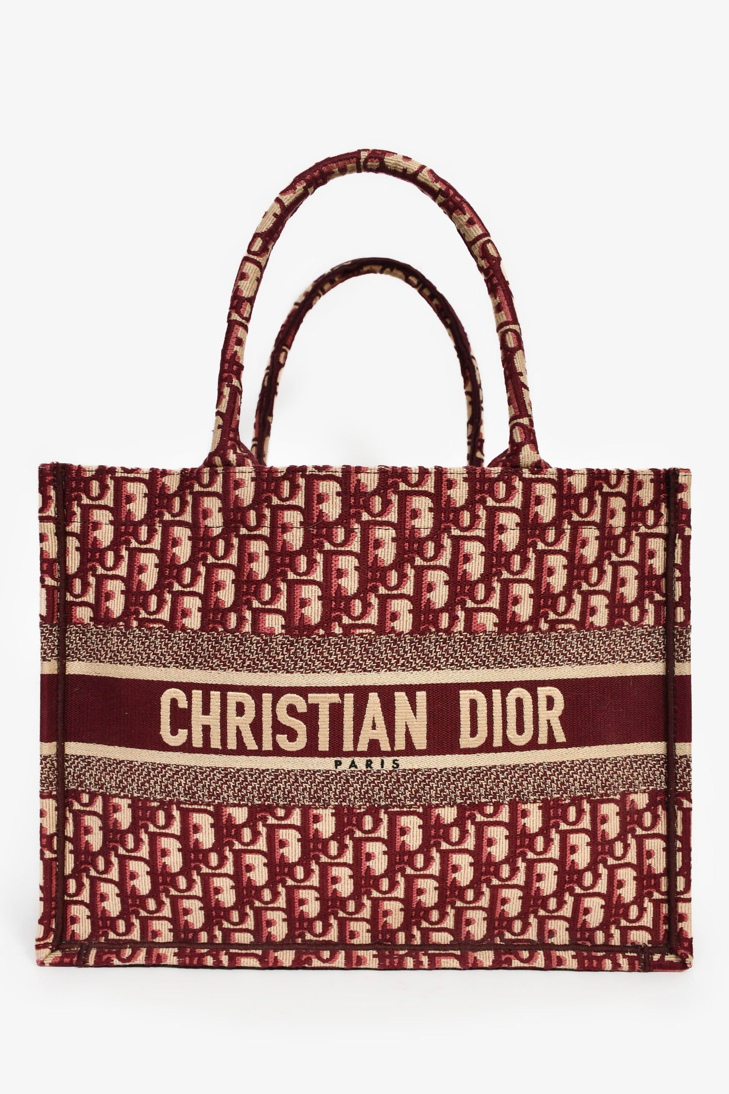Dior Tote Bag Christian Burgundy Oblique Jacquard Book Tote Medium