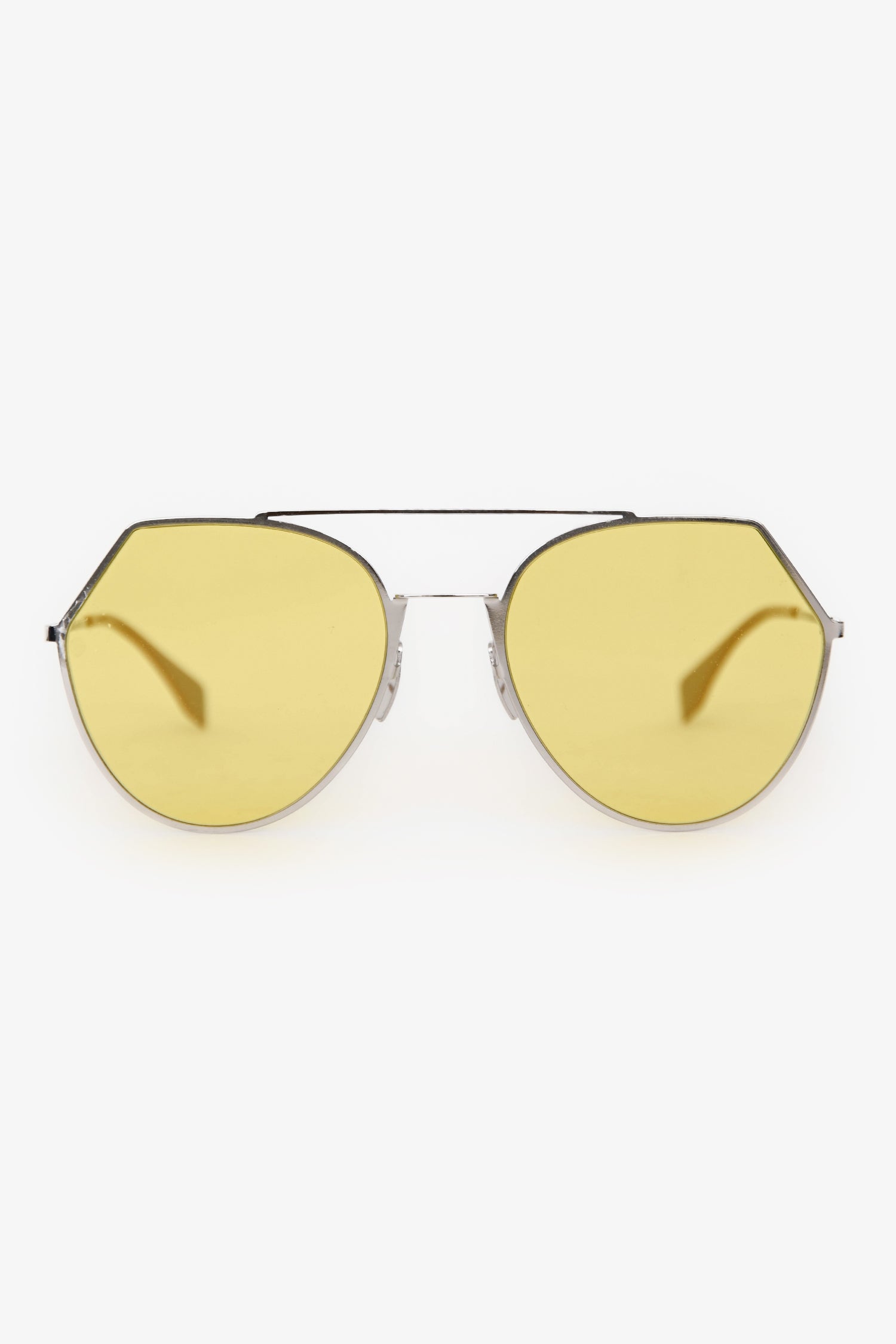 Fendi Handbag Tone Shade Sunglasses Metal Silver Yellow