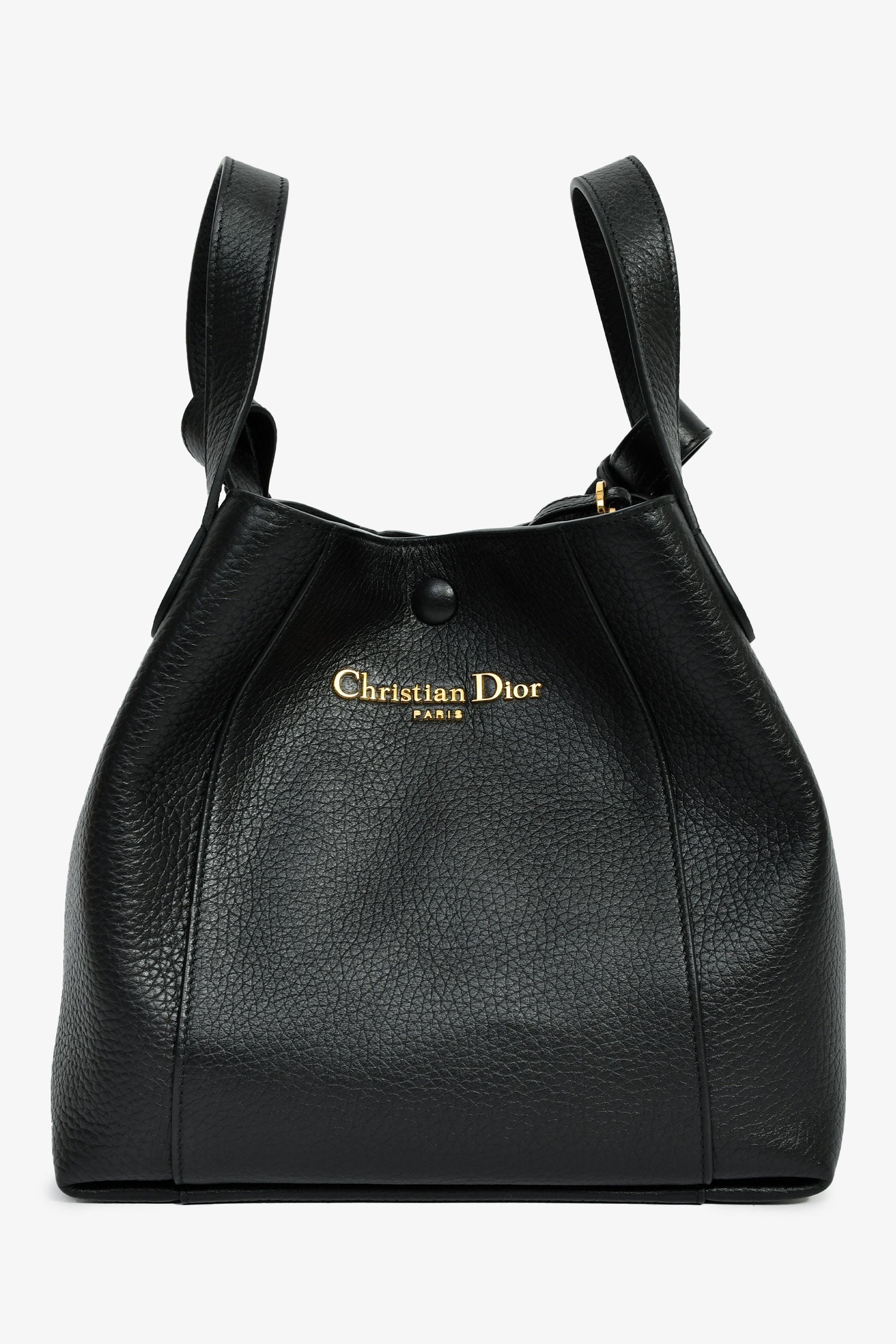 Dior Bag Christian Grained Calfskin with Strap Black Bucket Bucket Bag