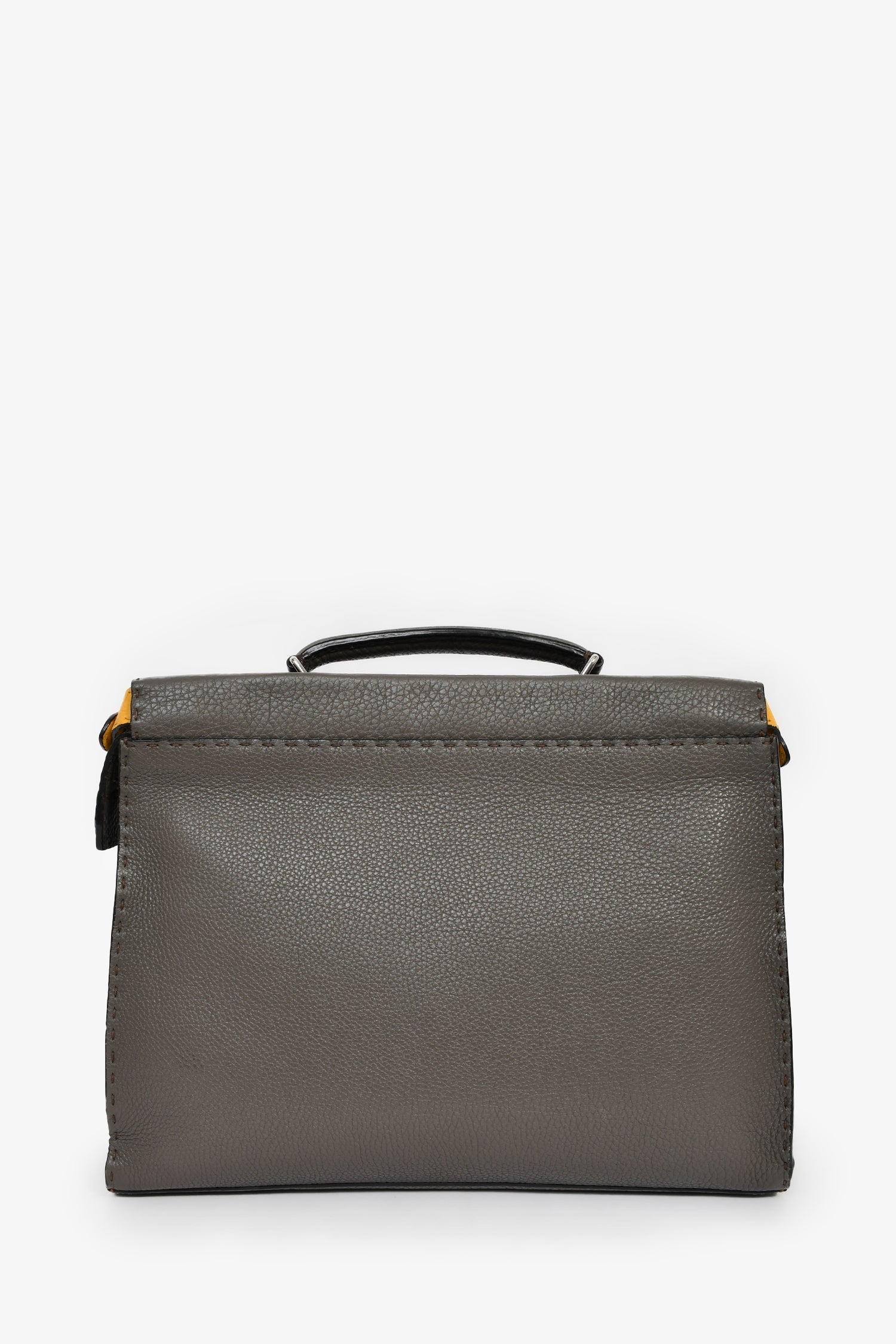Fendi Taupe Selleria Peekaboo Briefcase Handbag Leather Large Travel Bag