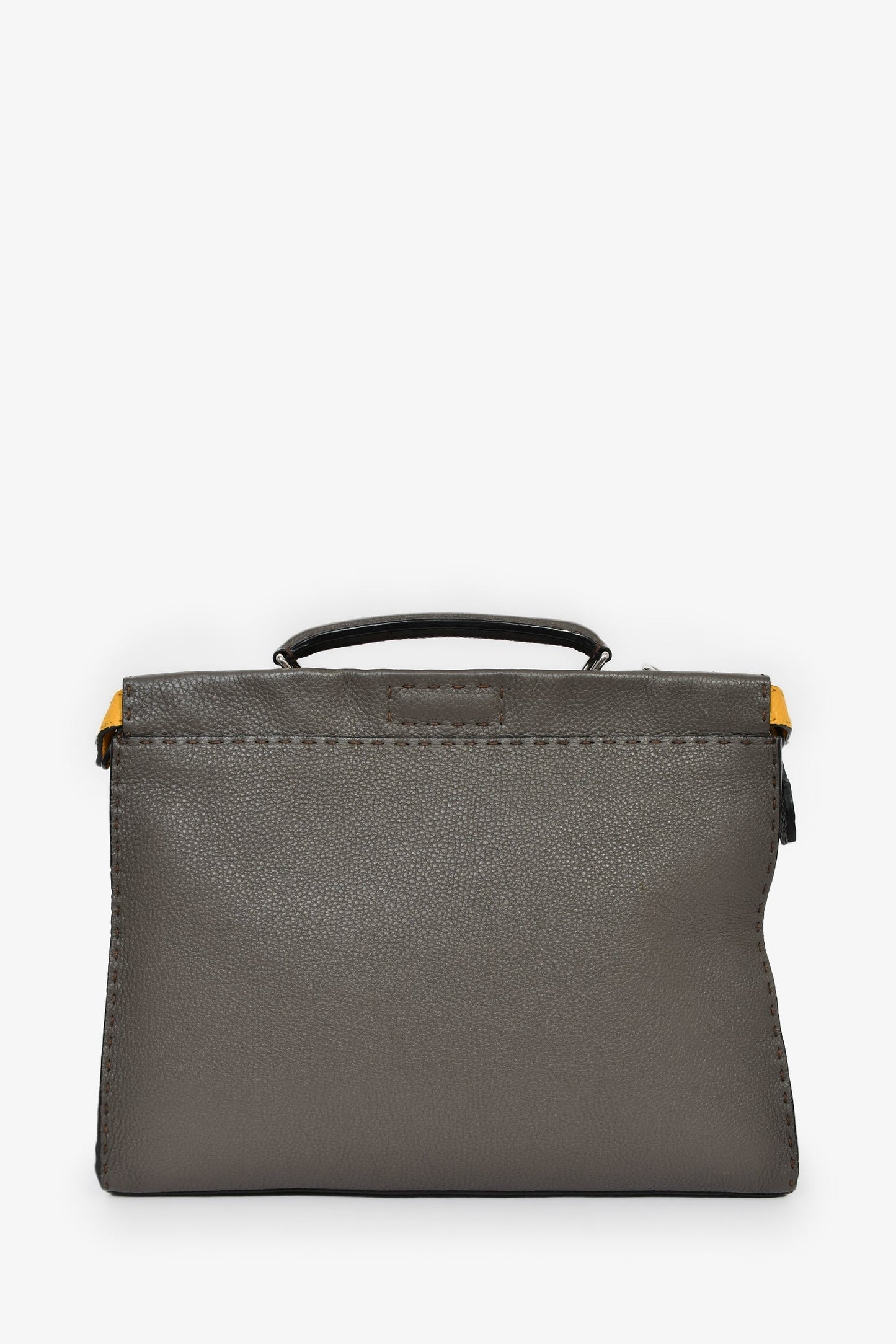 Fendi Taupe Selleria Peekaboo Briefcase Handbag Leather Large Travel Bag