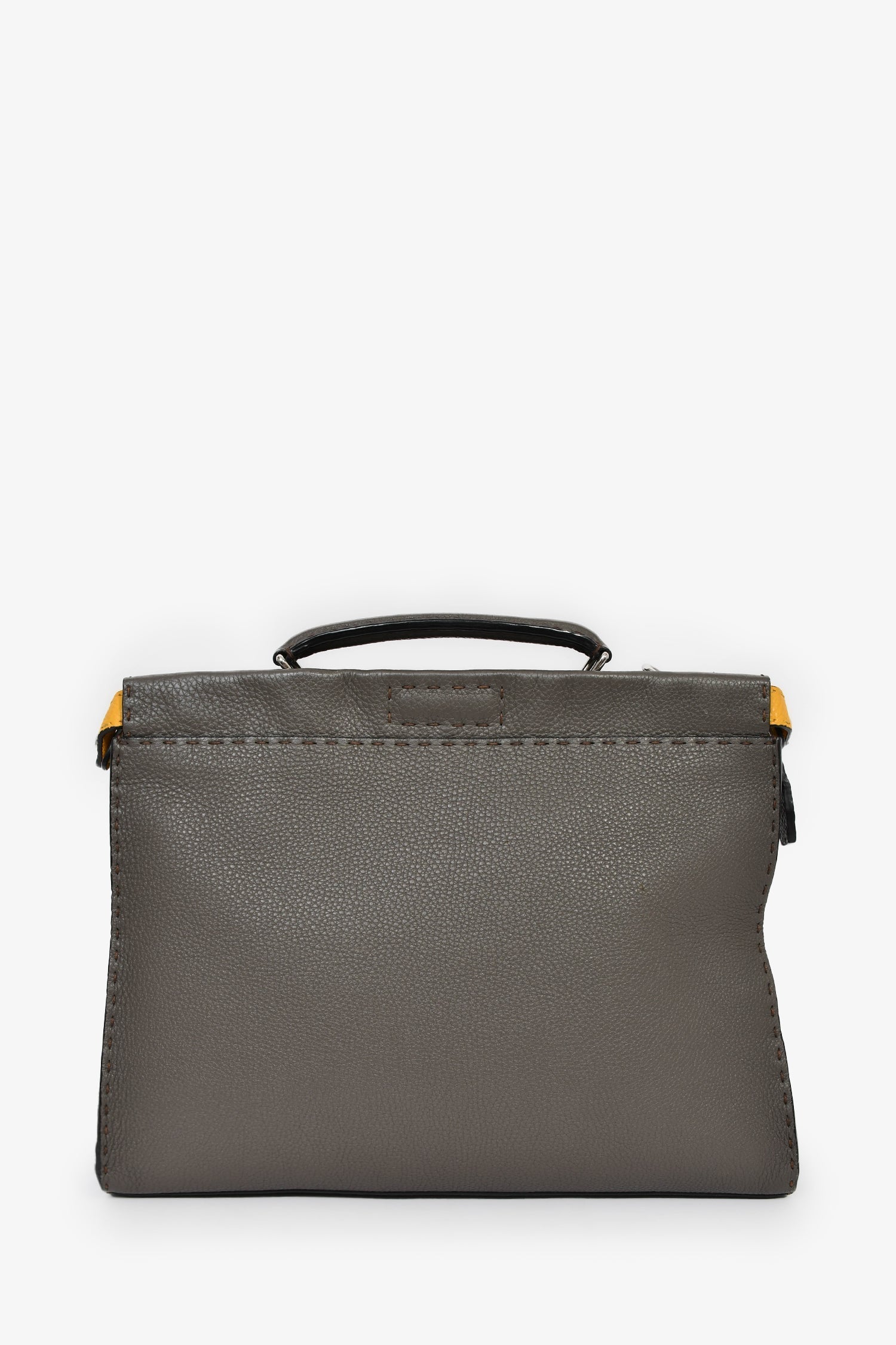 Fendi Taupe Selleria Peekaboo Briefcase Handbag Leather Large Travel Bag