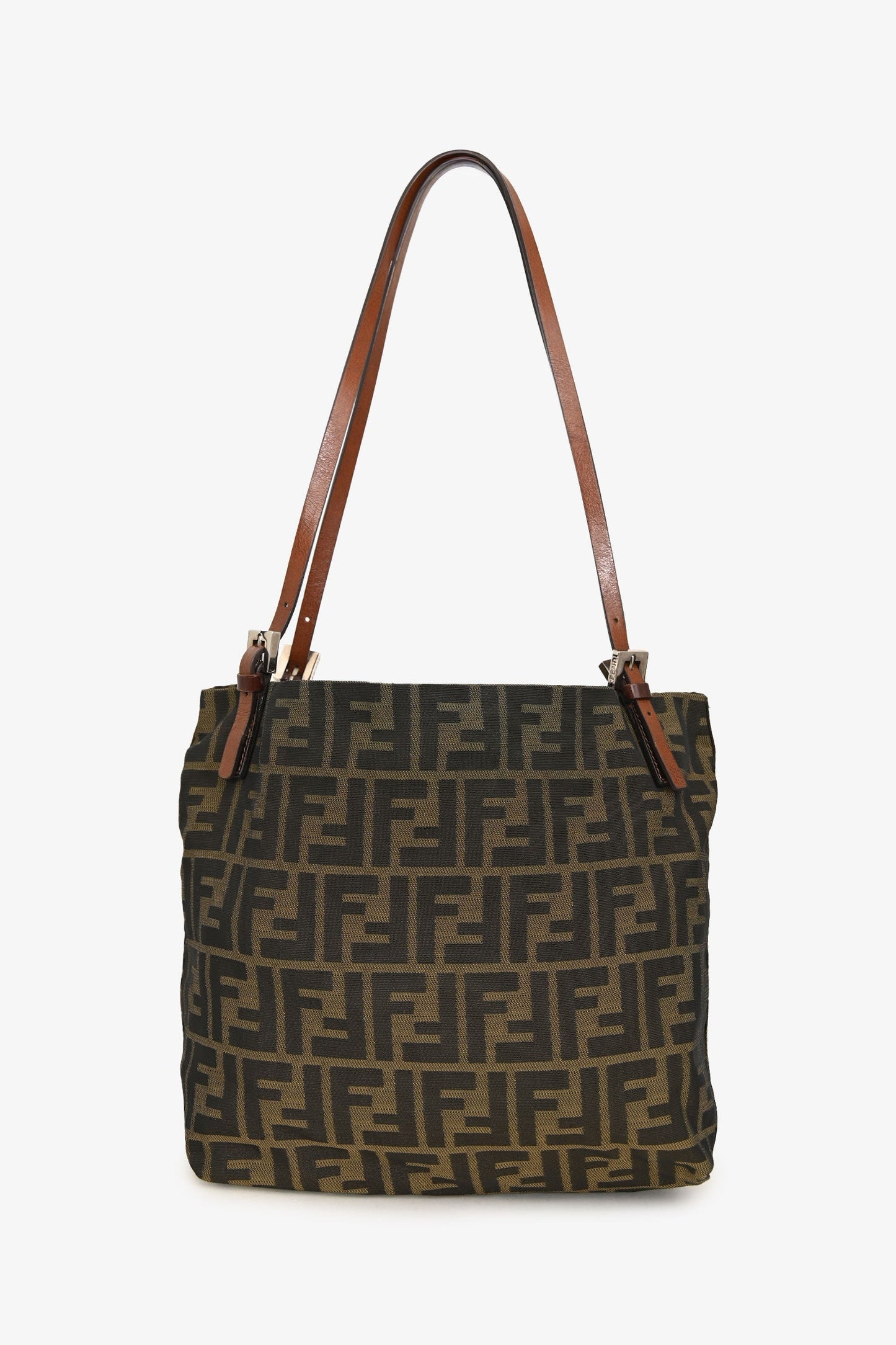 Fendi Zucca Jacquard Baguette Tote Bag Canvas Brown Shoulder Bag