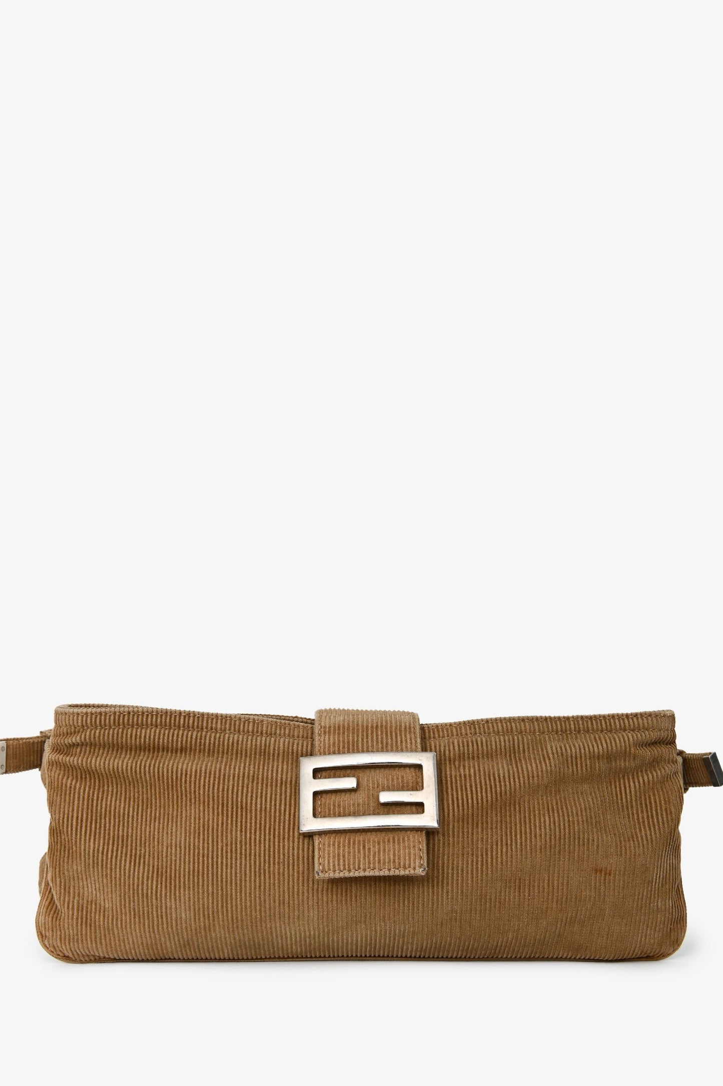 Fendi Corduroy Baguette Pochette Shoulder Bag Brown