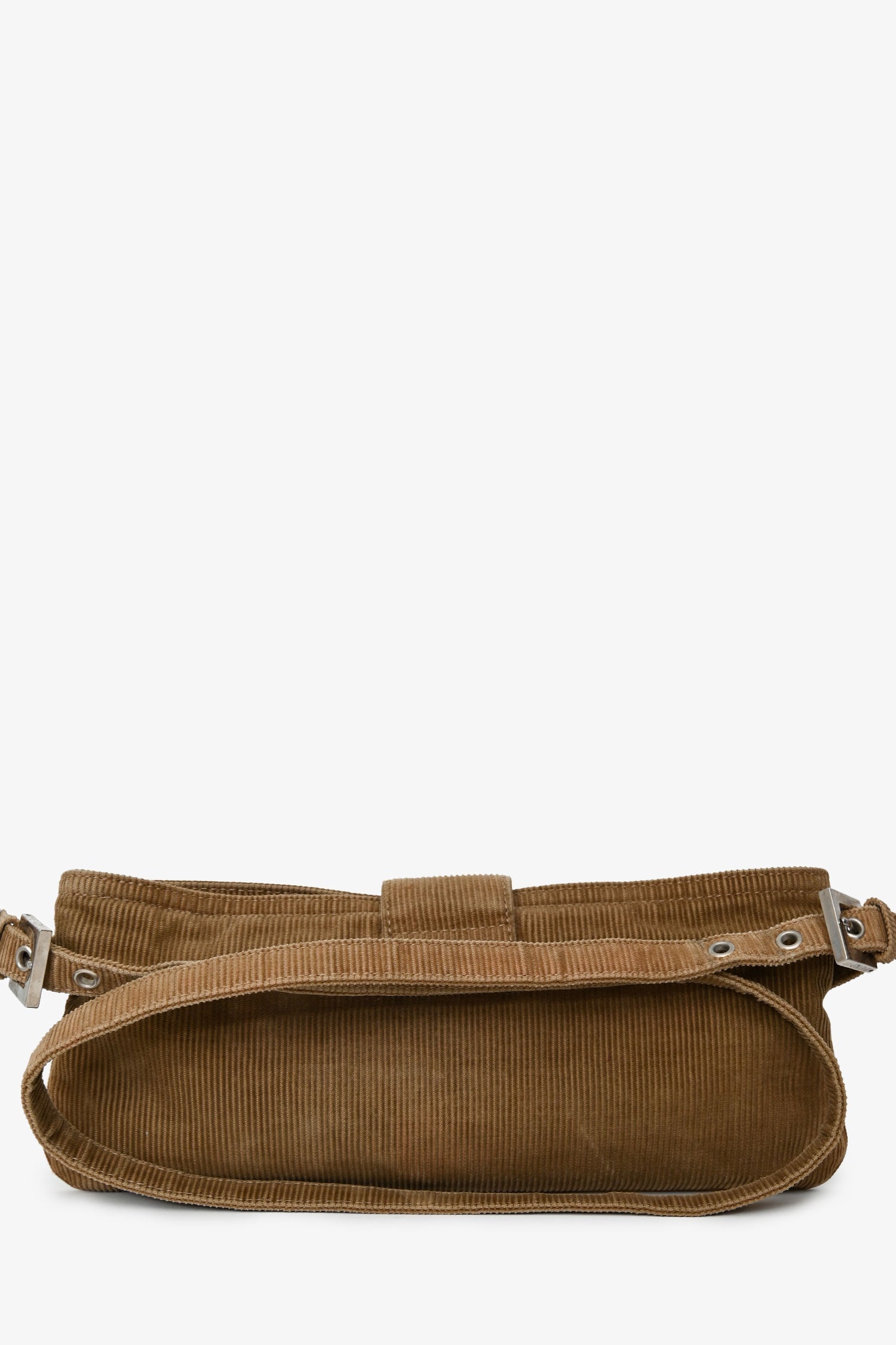 Fendi Corduroy Baguette Pochette Shoulder Bag Brown
