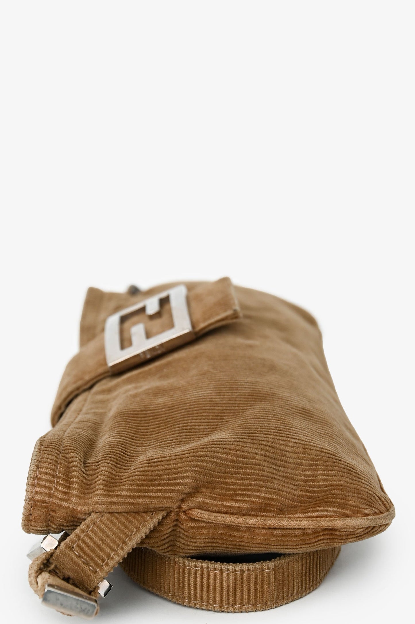 Fendi Corduroy Baguette Pochette Shoulder Bag Brown