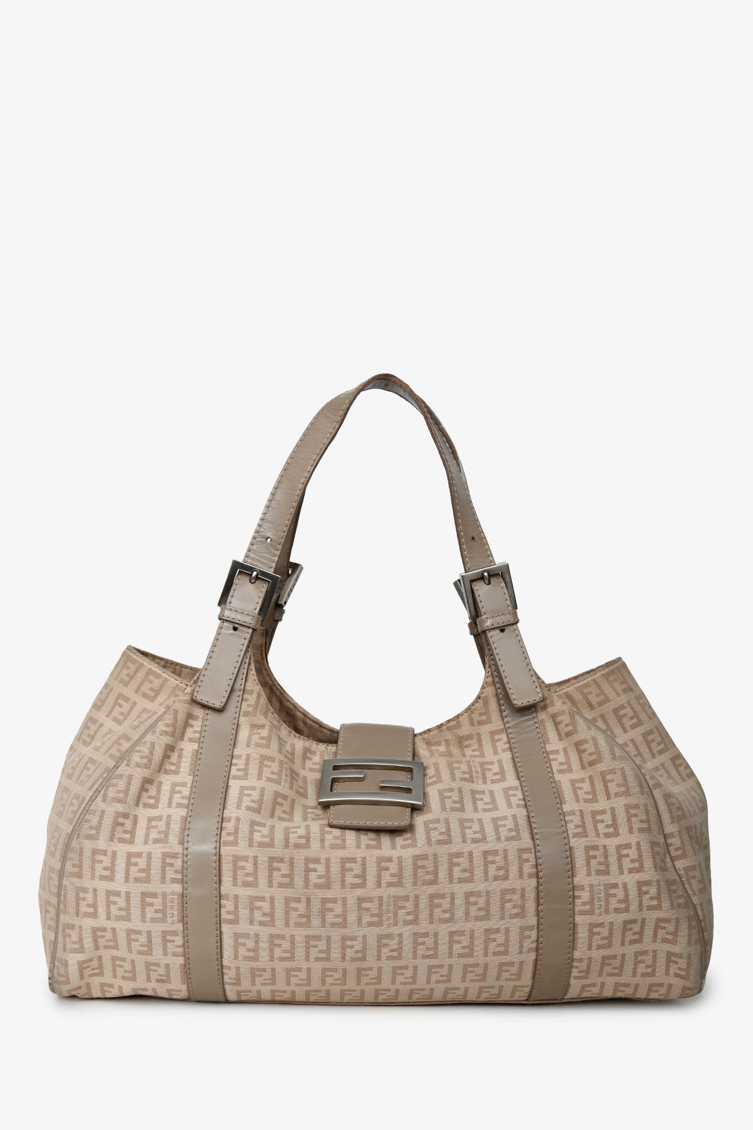 Fendi Ff Zucca Hobo Shoulder Bag Canvas Beige