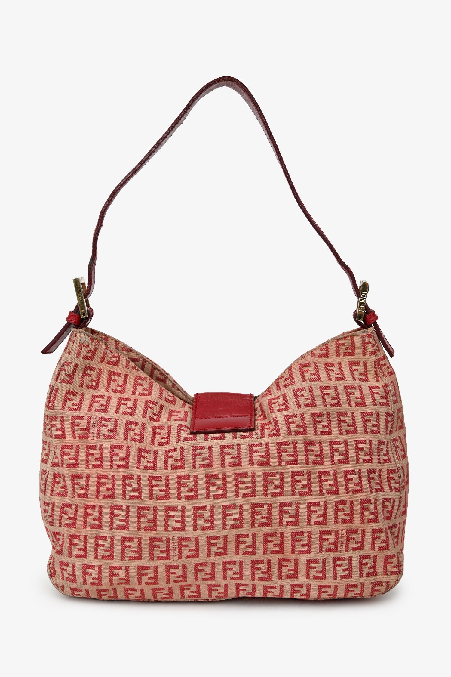 Fendi Ff Zucca Baguette Shoulder Bag Beige Red