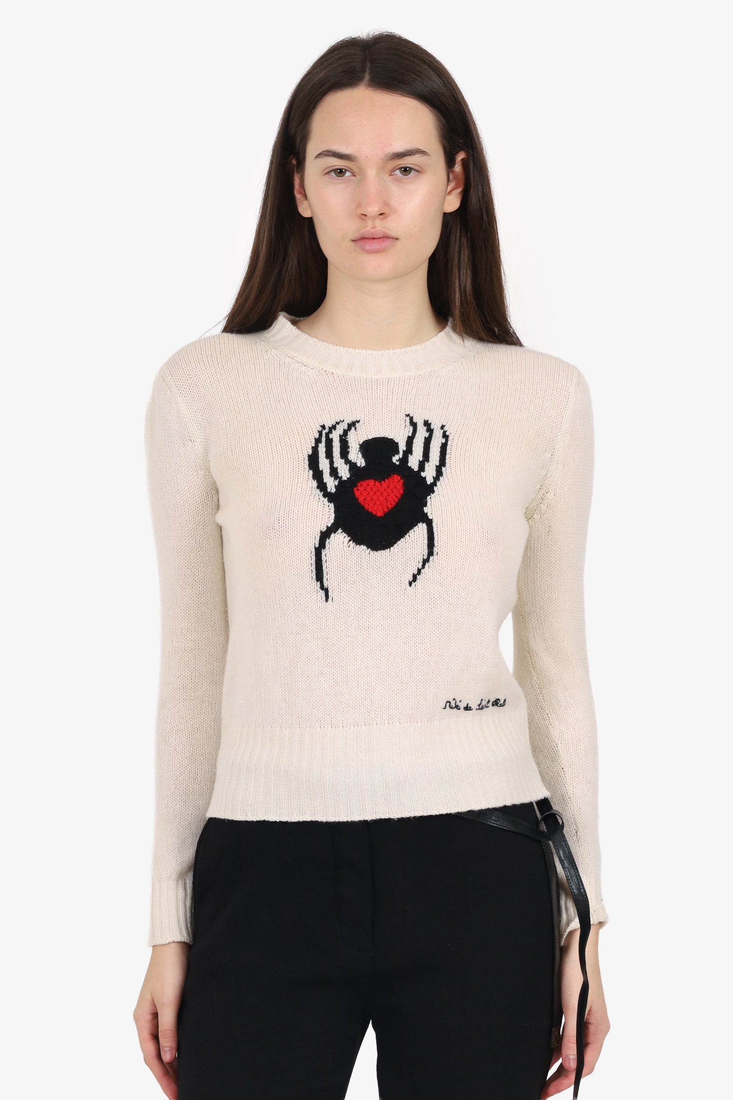 Dior Handbag Christian Cashmere Spider Knit Sweater Black Cream