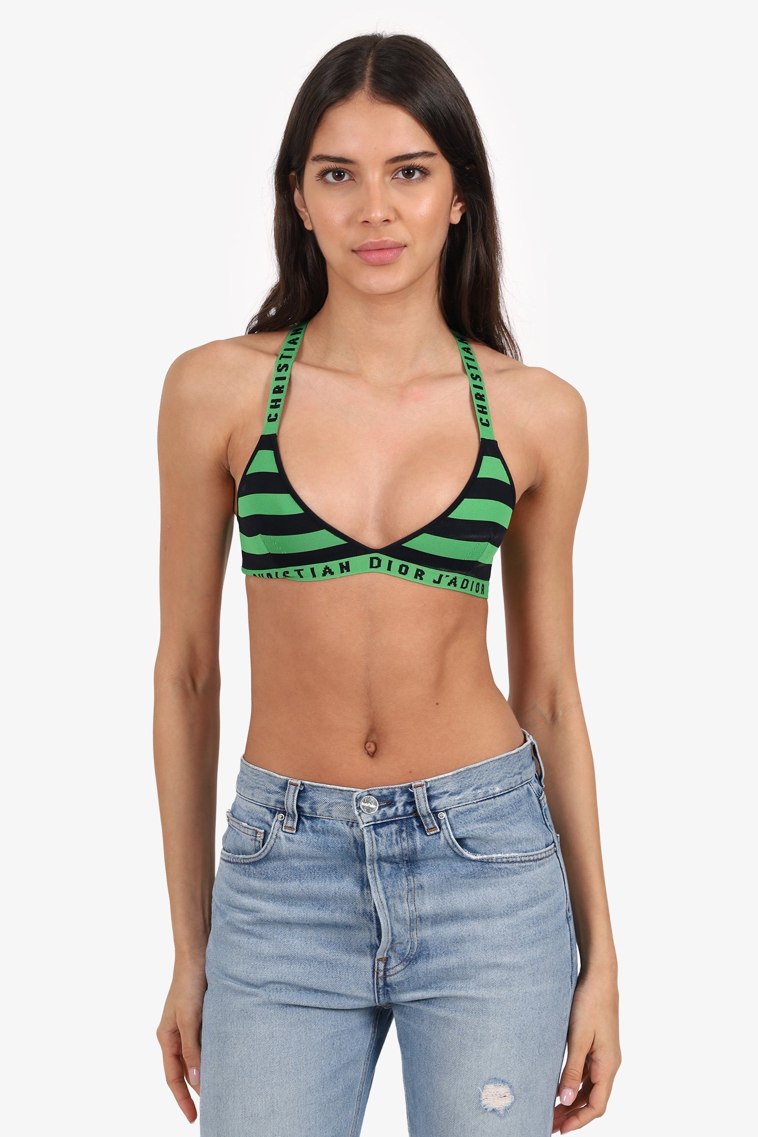Dior Handbag Christian Knit Bralette Black Green