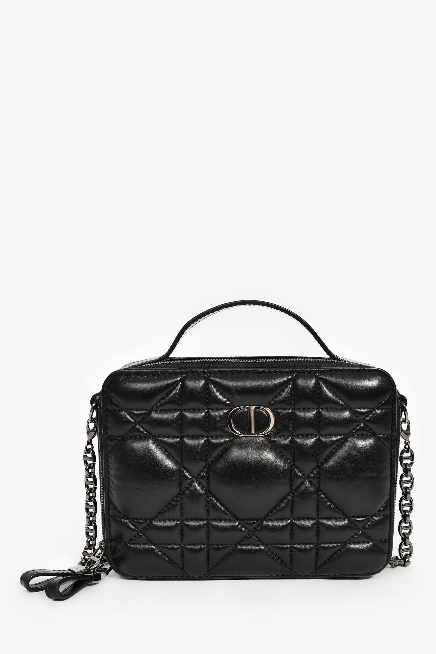 Dior Crossbody Bag Christian Puff Cannage Around 'Caro Box' Black Chain Zip