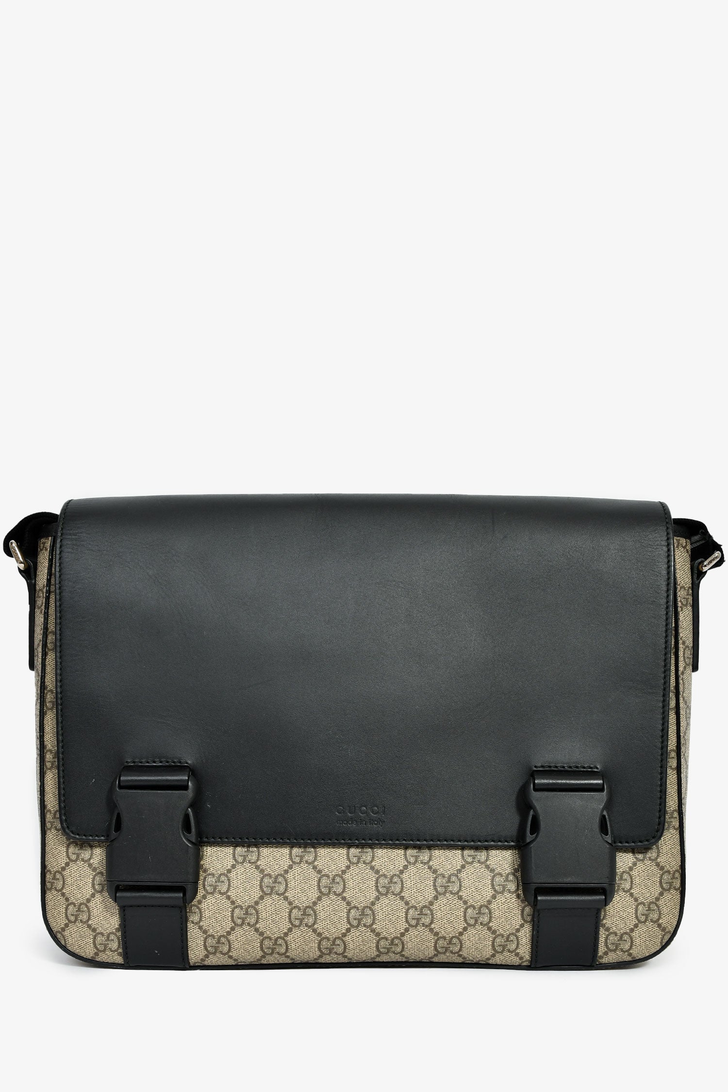 Gucci Brown/Black GG Supreme Web Detail Messenger Bag