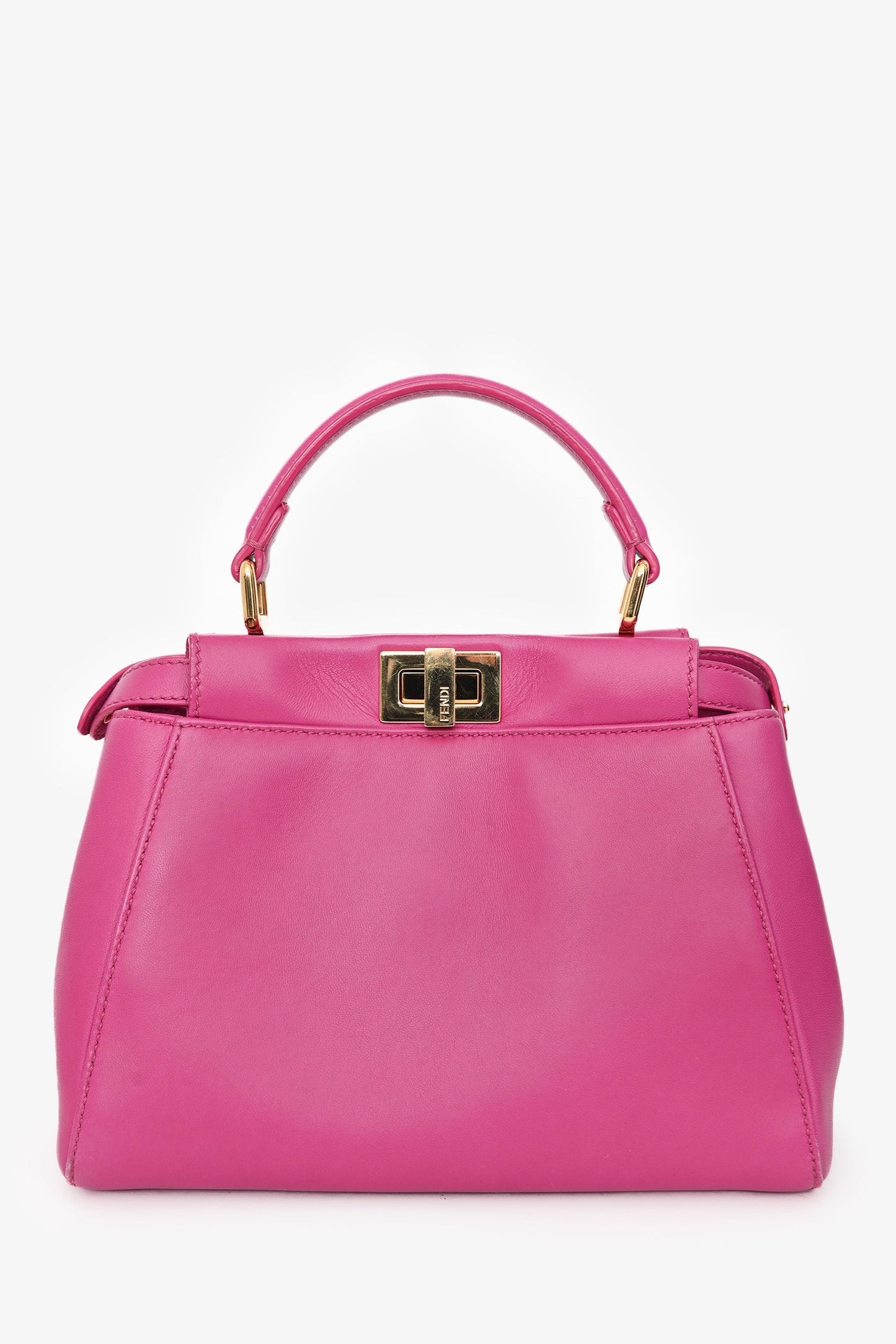 Fendi Bag Fuchsia Peekaboo Bag with Strap Leather Mini Top Handle Mini Bag