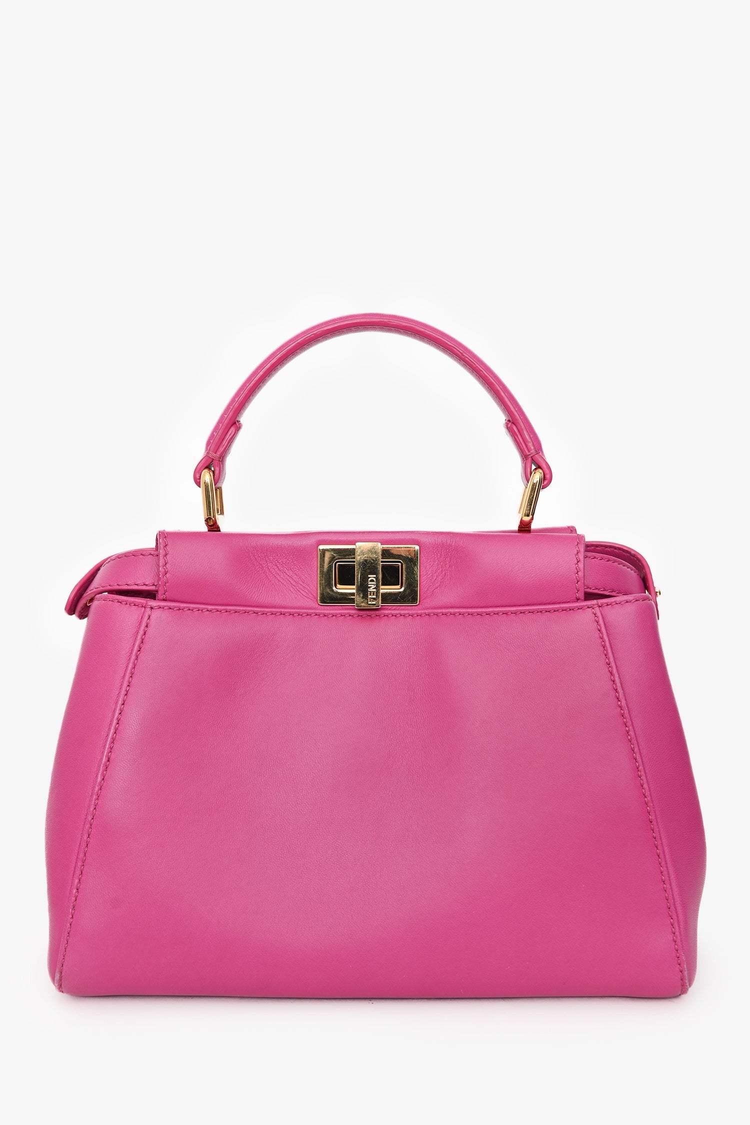 Fendi Bag Fuchsia Peekaboo Bag with Strap Leather Mini Top Handle Mini Bag