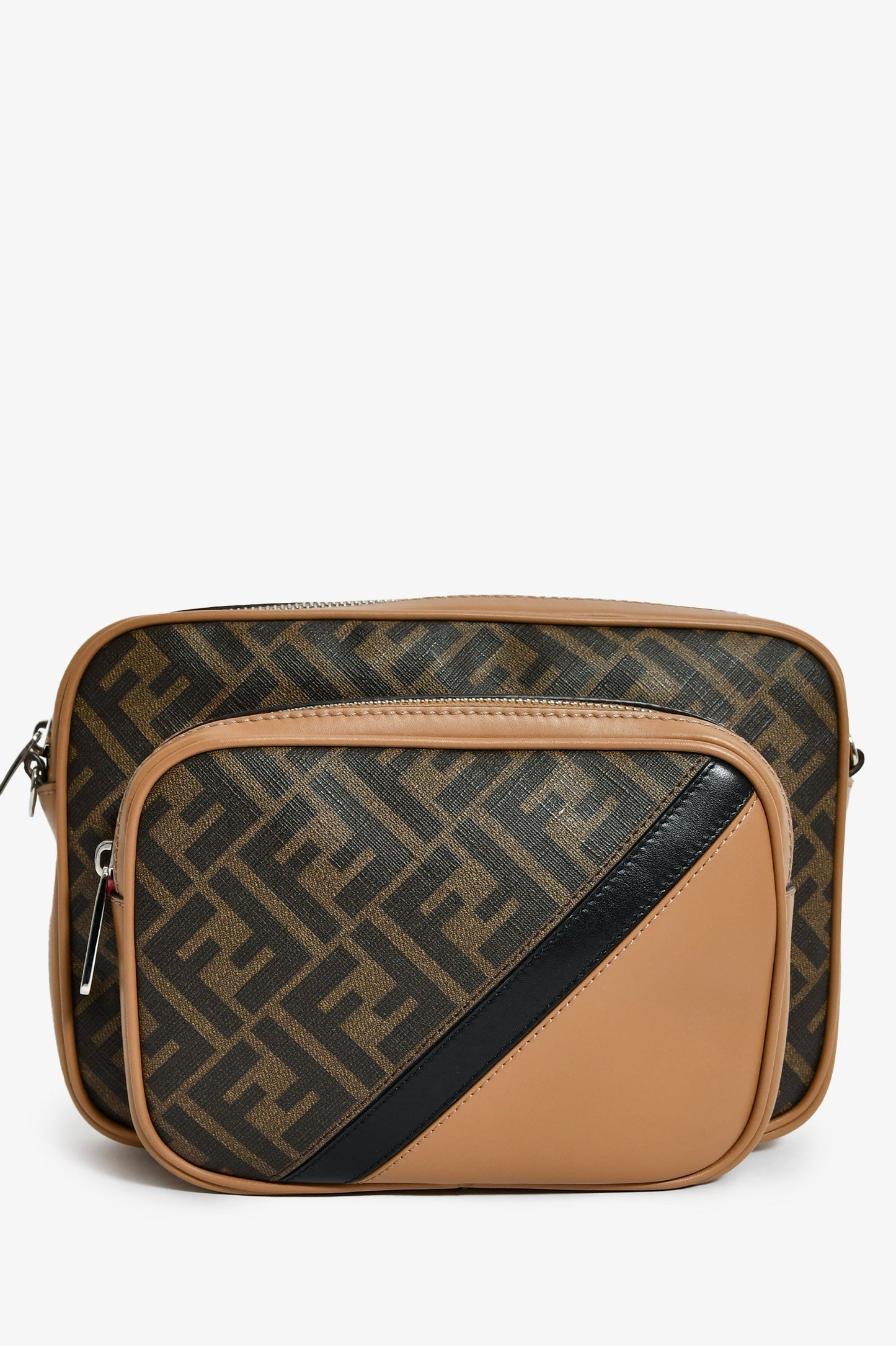Fendi Crossbody Bag Zucca Diagonal Duo Camera Case Canvas