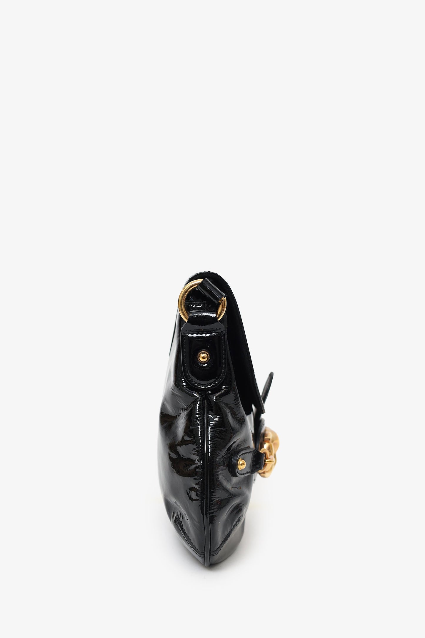 Gucci Black Patent Leather/GHW 'Wave'Bag